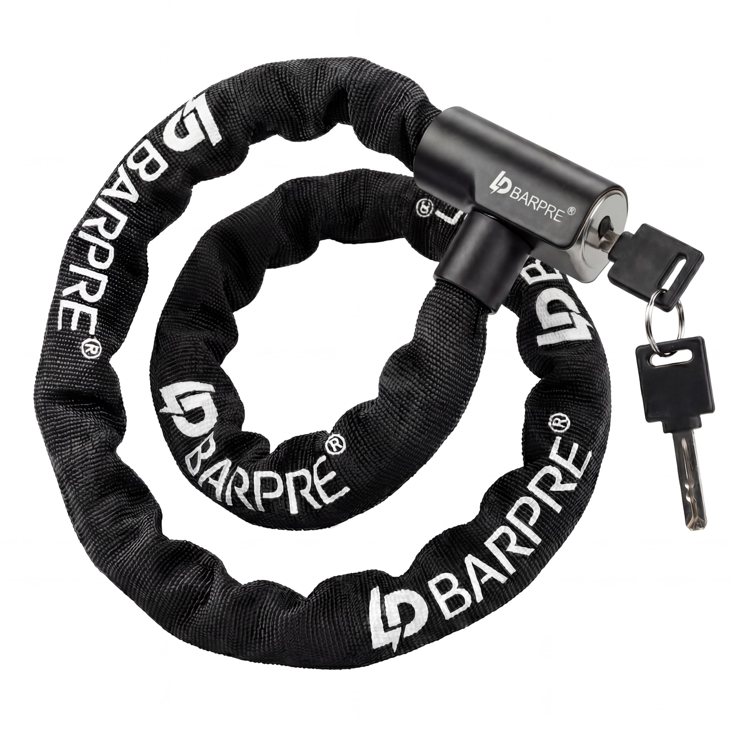 Barpre Bike Chain Lock with 2 Keys, 90cm Total Length (75cm Chain), 6mm Steel Everyday Commuter Bicycle Lock with Scratch-Proof Nylon Sleeve for Pushbikes, E-Scooters & Gates, Black