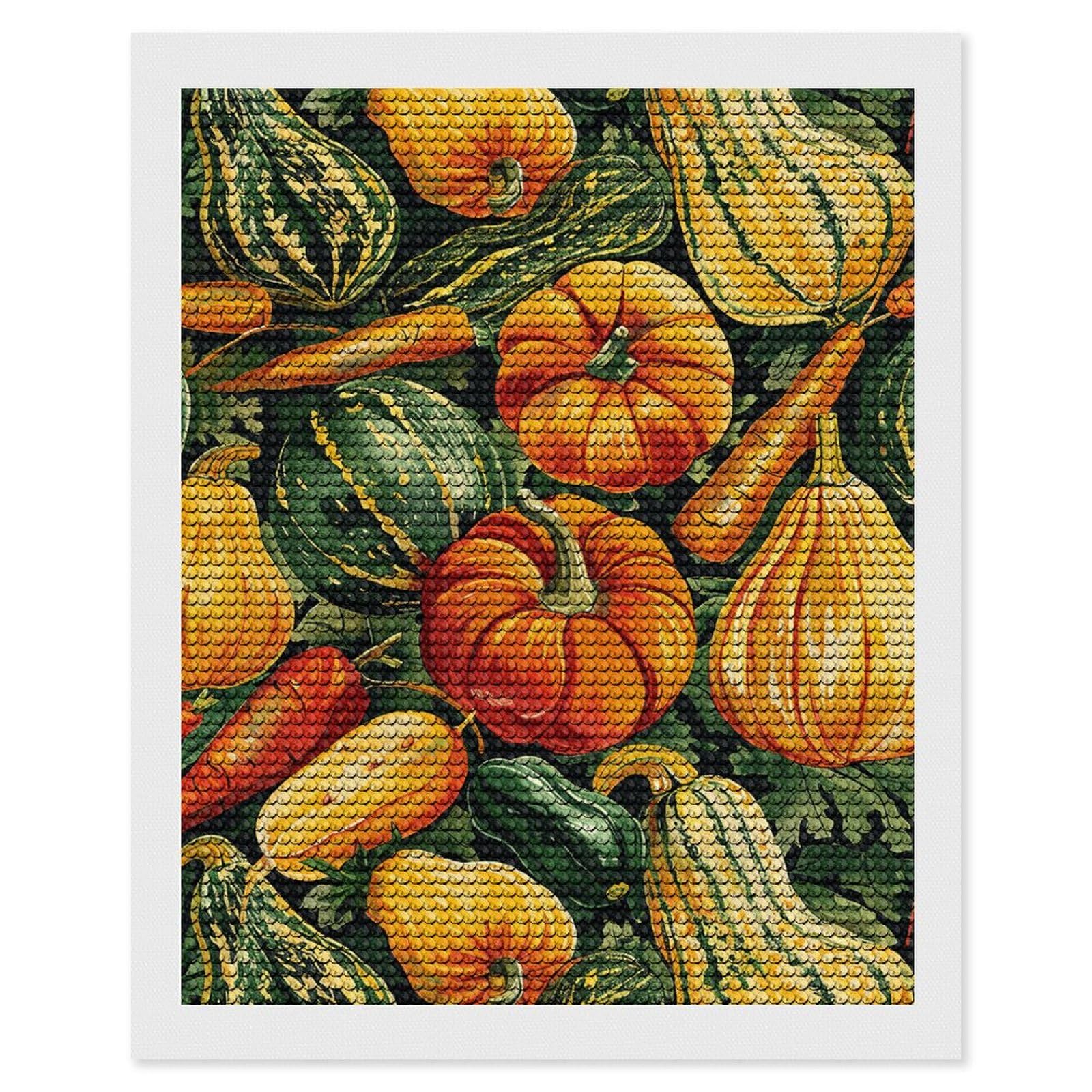 NONHAI Diamond Painting Kits for Adults - DIY Diamond Art Kits for Beginners - Full 5D Paint Drill Diamond Dots Paintings- Pumpkin and Carrot Diamonds Pictures Gem Art and Craft Wall Decor 16"x20"