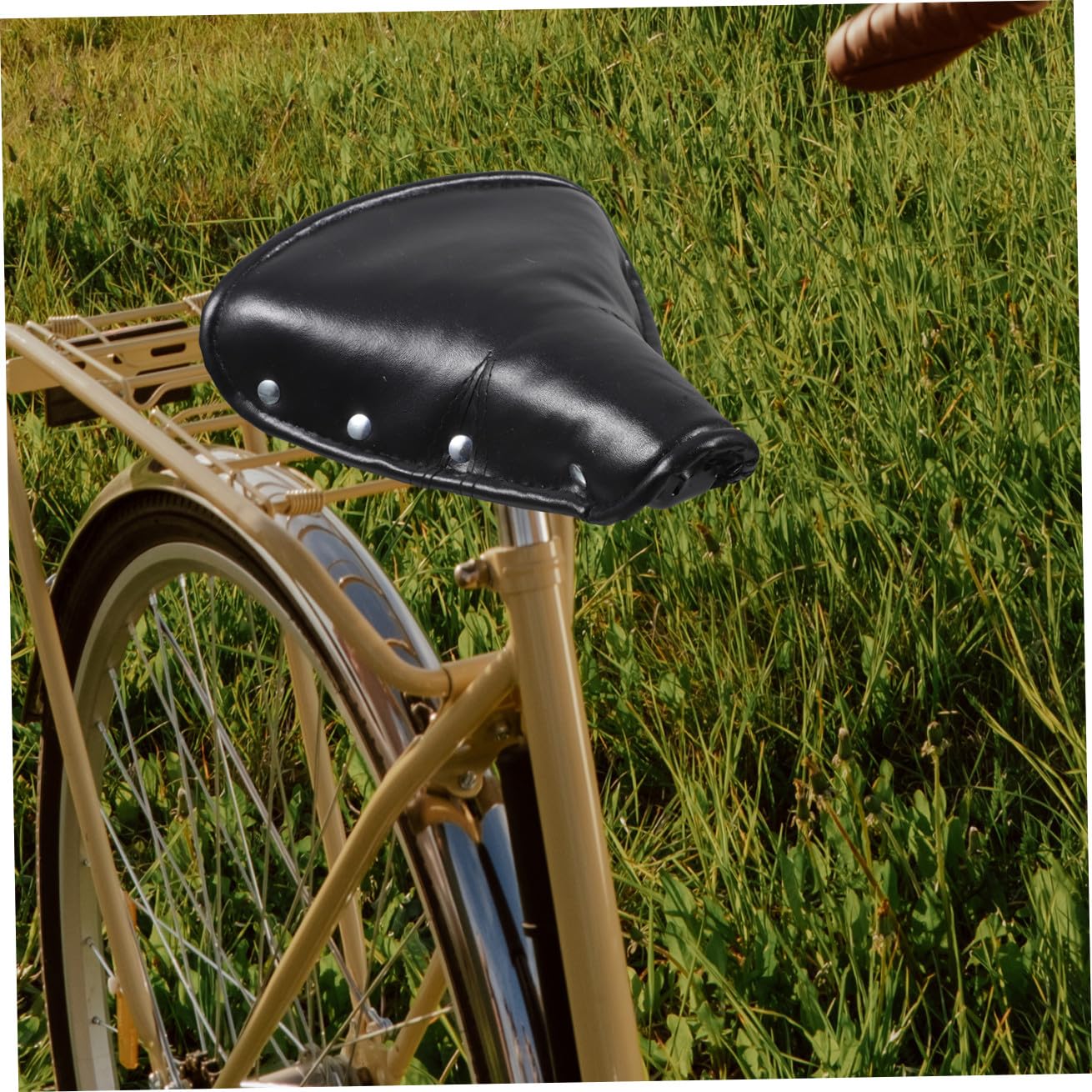 Healeved Sillín de Bicicleta Vintage Negro Muelles Cojín Retro de Cuero Cómodo Asiento para Triciclo Clásico Sillín de Bicicleta de Estilo Antiguo para Ciclismo Recreativo