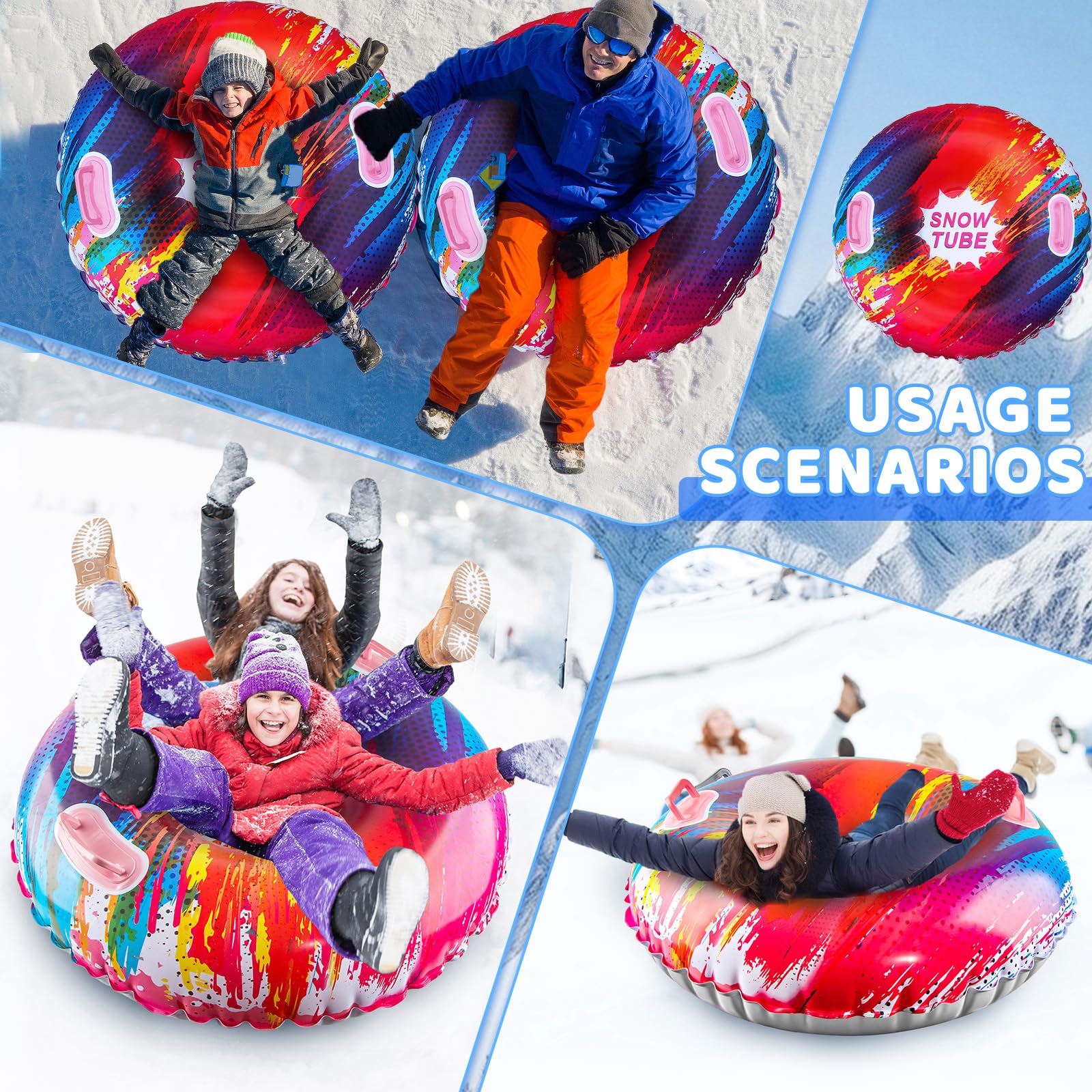 Colchoneta Nieve Fancysky Trineo Inflable 80x80 cm Tobogán Nieve Invernal