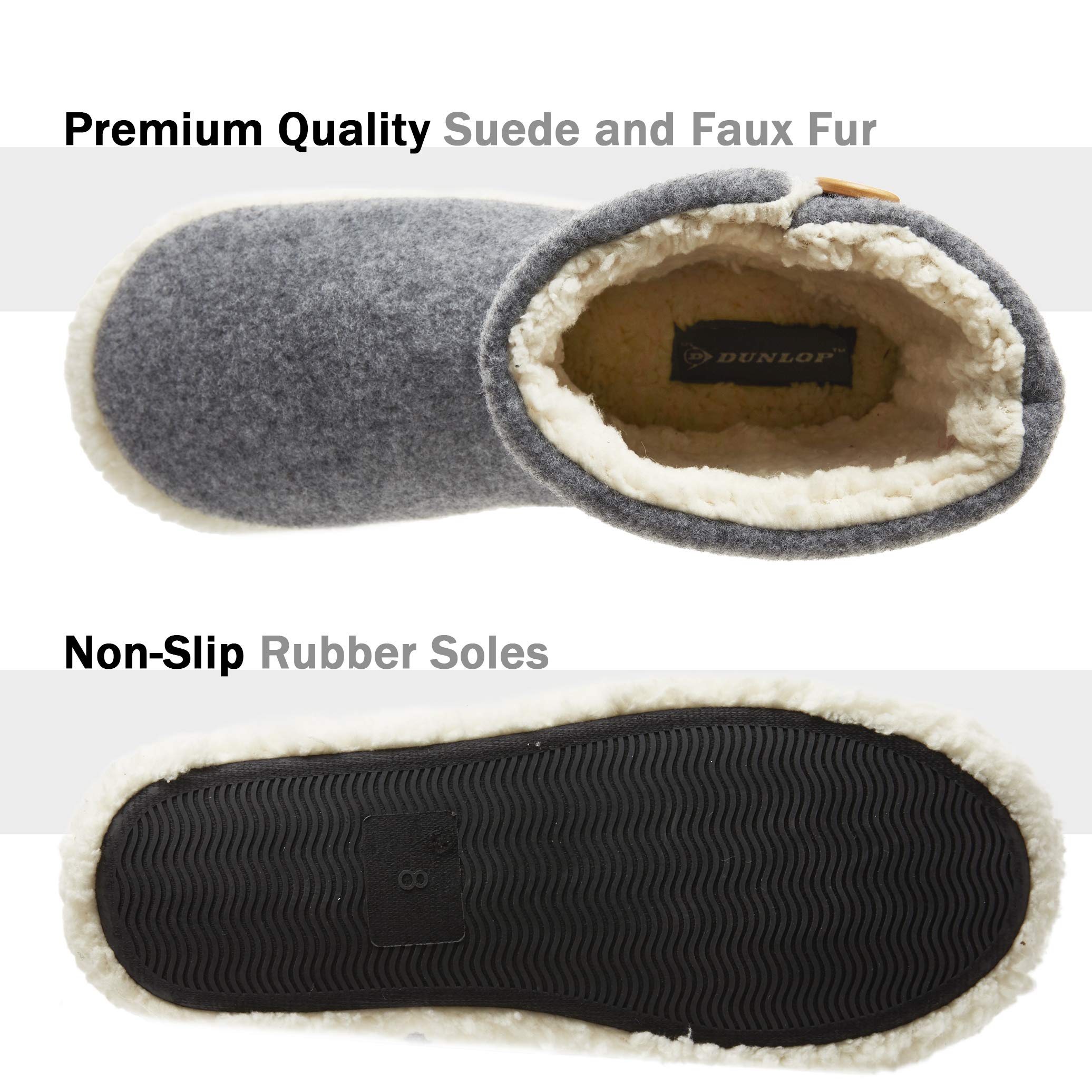 DUNLOP Pantofole Uomo a Stivaletto Invernali Peluche da Casa Ciabatte Memory Foam Antiscivolo 41-46