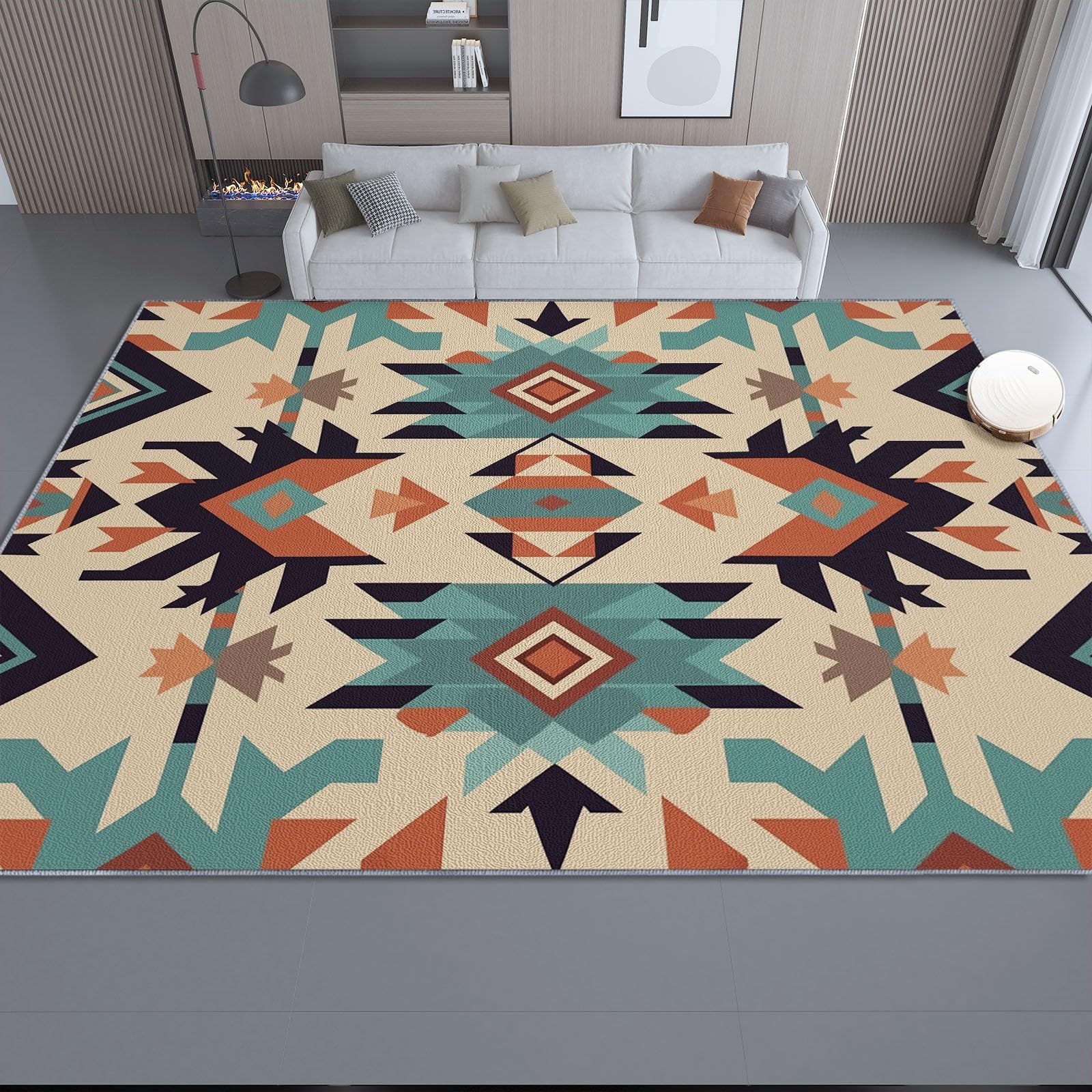 Niedriger Stapel Teppich Antirutschunterlage 120 x 180 cm, Böhmen Stamm Kunst Geometrie Muster Teppich Wohnzimmer, Mehrfarbig Teppiche Waschbar für Küche, Flur, Schlafzimmer, Spielzimmer