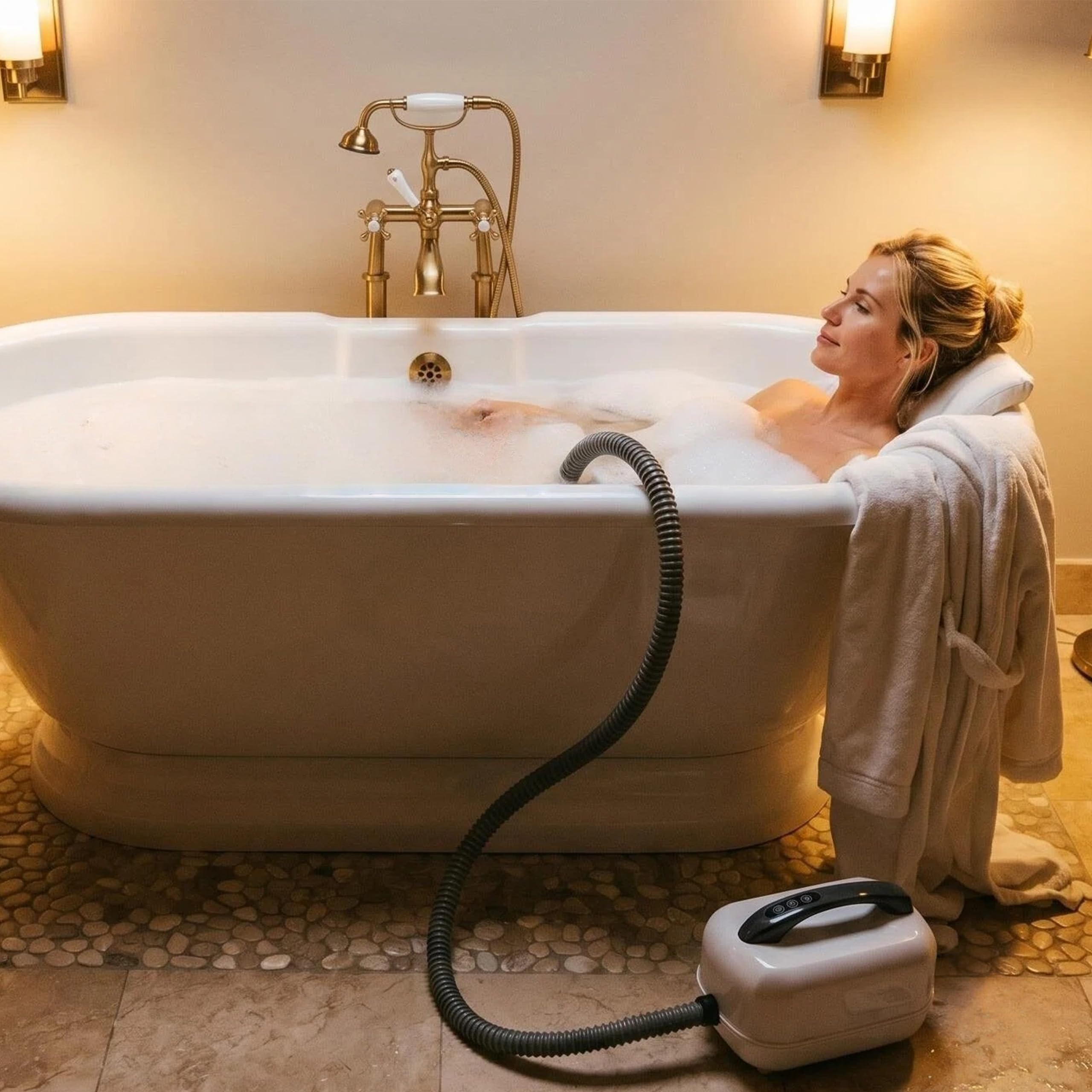 Esterilla de Burbujas para bañera | bañera de hidromasaje con cojín, alfombrilla de spa, con ventosas antideslizantes, con 6 burbujas de velocidad