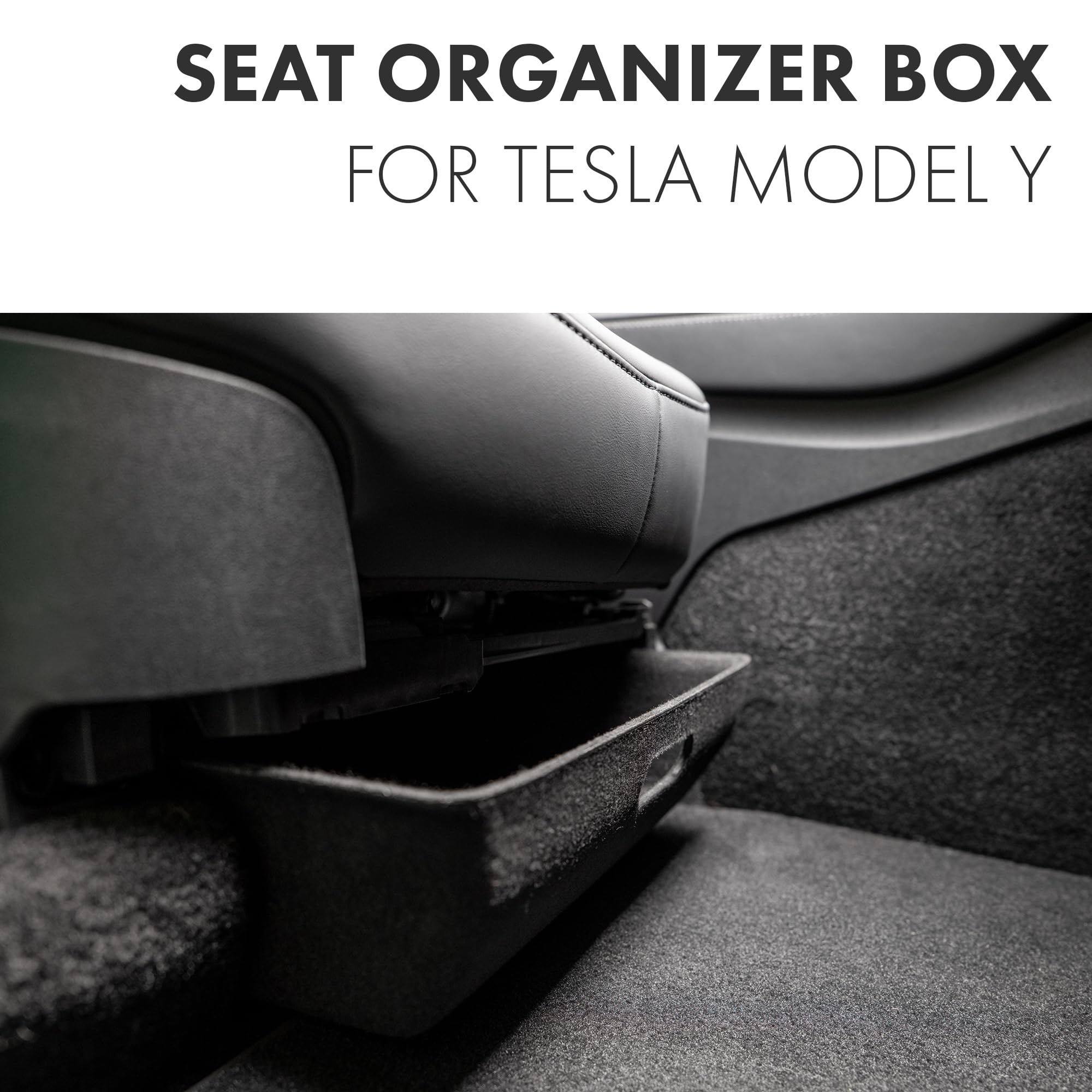 Organizador de asiento debajo del asiento delantero, caja de almacenamiento oculta, compartimento de almacenamiento con tela compatible con Tesla Model Y