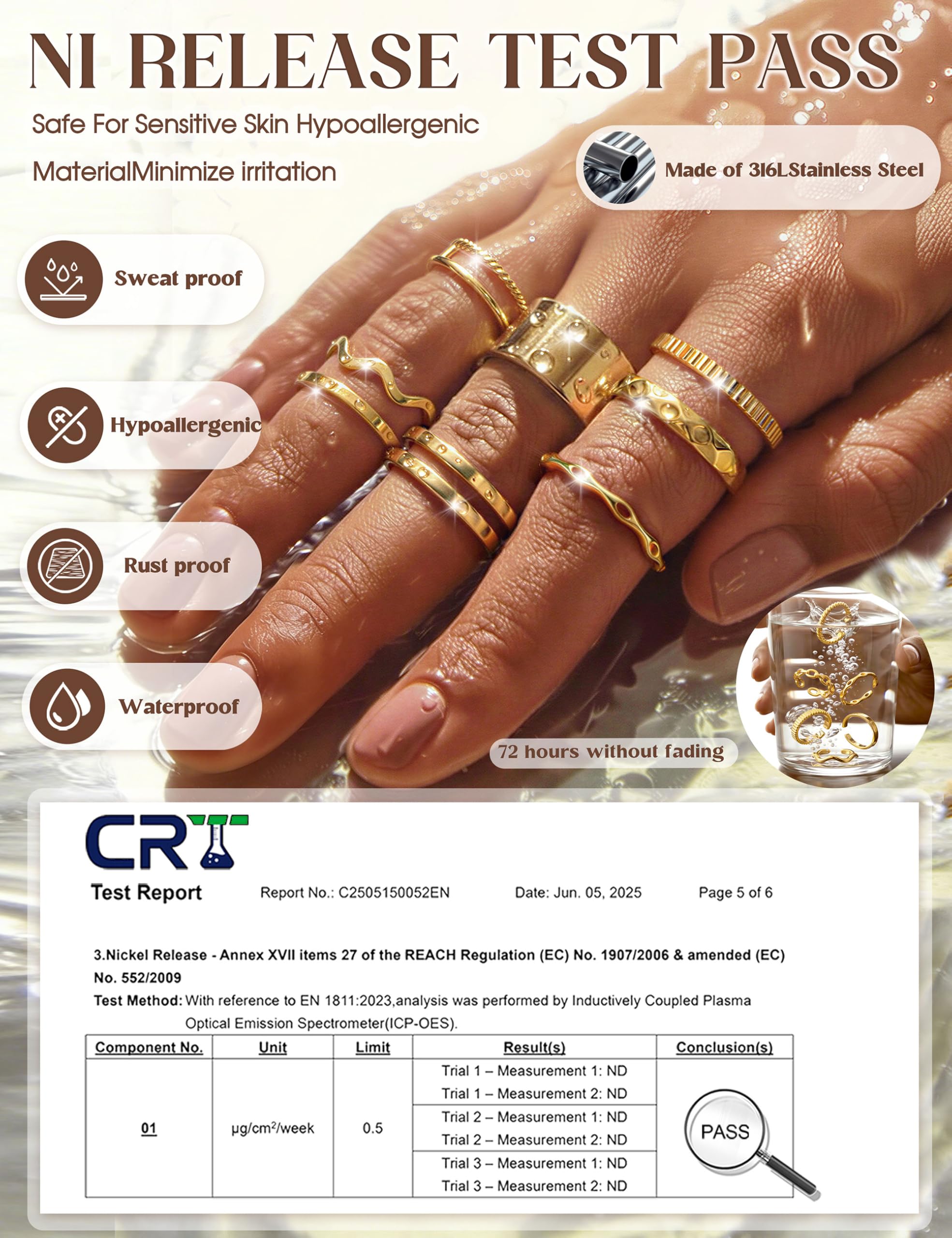 JeweBella 12 Stück Ringe Gold Silber Wasserfest Ring Damen Edelstahl 18K Vergoldete Trendy Stapelbare Offene Ringe Set Frauen Verstellbar Daumenring Fingerring Stapelringe Damen Schmuck