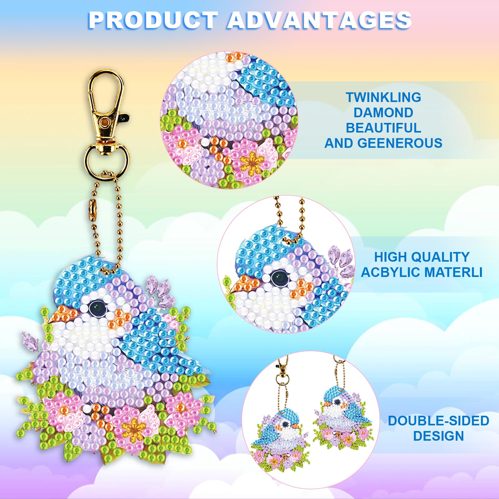 Porte-clés Peinture Diamant 5D, Bricolage Complet, – Grandado