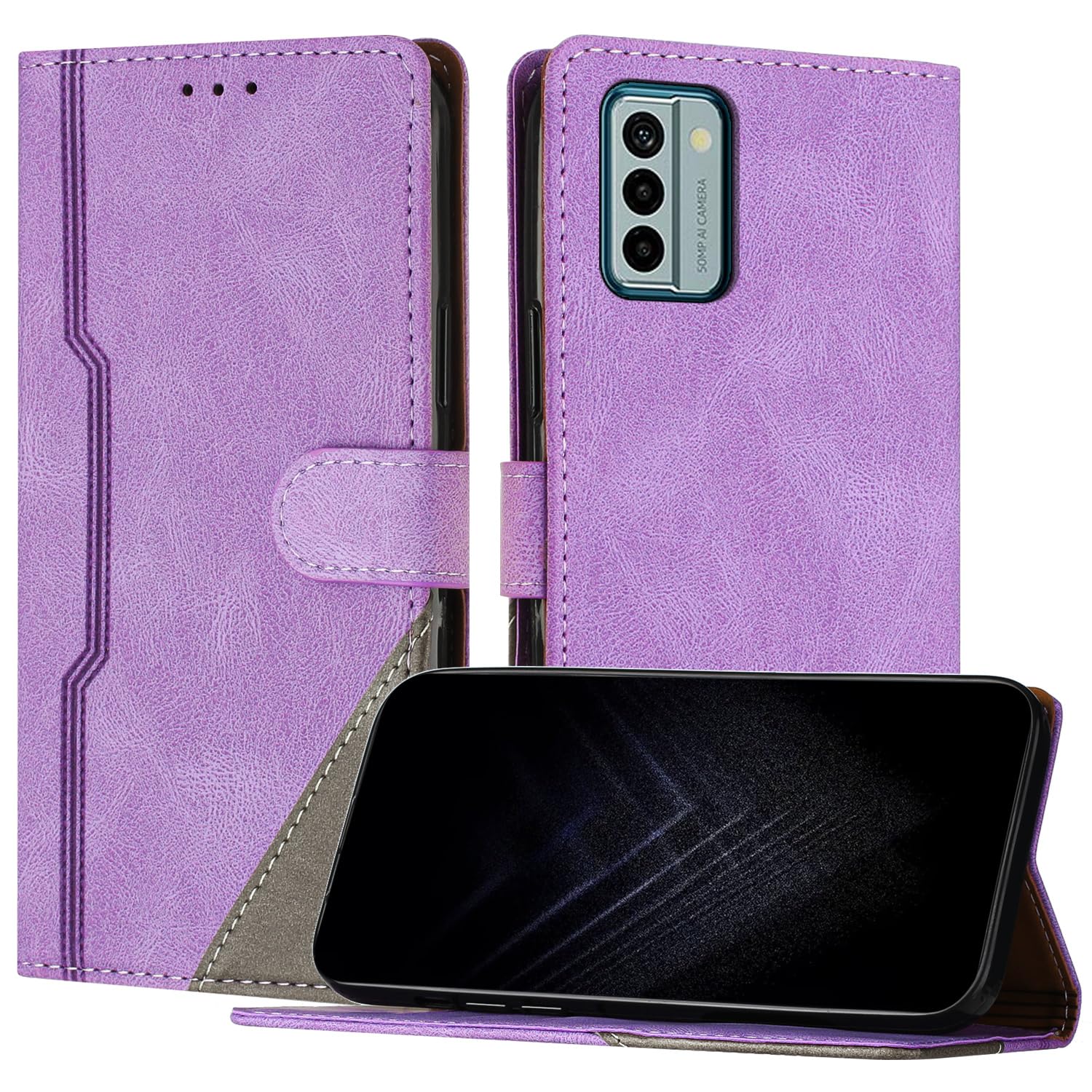 Cover MOJIA Con Portafoglio Per Motorola Moto G22, Custodia Flip In PU E TPU, Supporto Integrato, Blu - 3