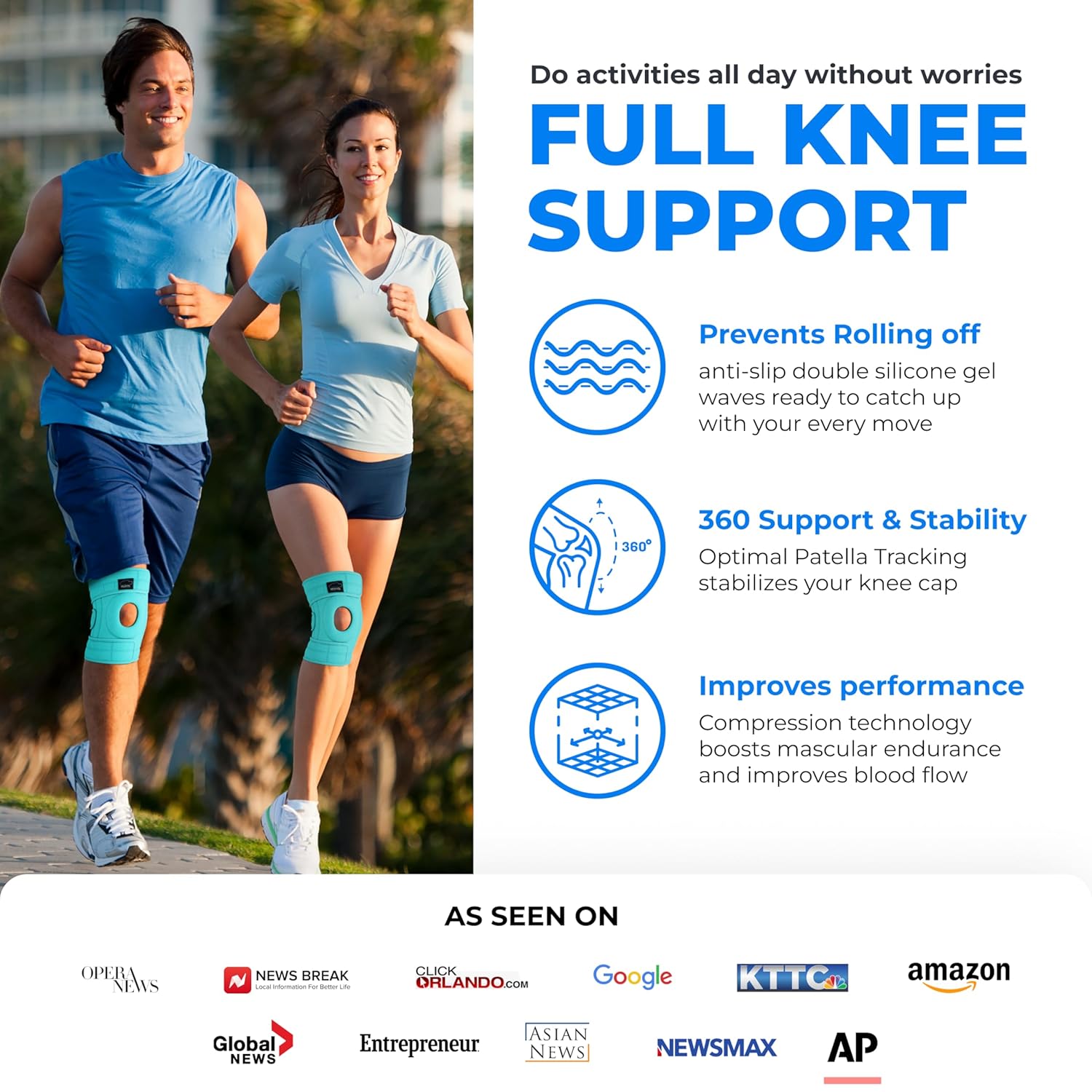 Modvel ELITE Knee Brace for Men & Women – Patella Gel Pads & Side Stabilizers for ACL, Meniscus Tear, Arthritis & Injury Recovery – Maximum Support for Running, Sports & Joint Pain Relief