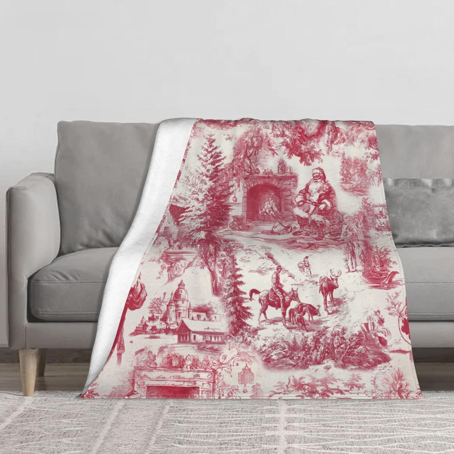 Retro Santa Claus Flannel Throw Blanket Soft Cozy Blanket for Living Room Couch Sofa Bed 50 x 60 Inches