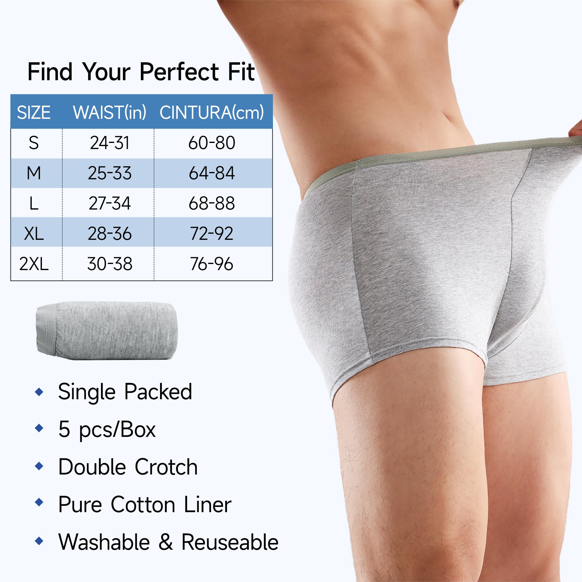 Men's Disposable 100% Cotton Underwear Boxers Briefs Portable Shorts for Travel Fitness Swimming Hotel Spa Hospital Stays