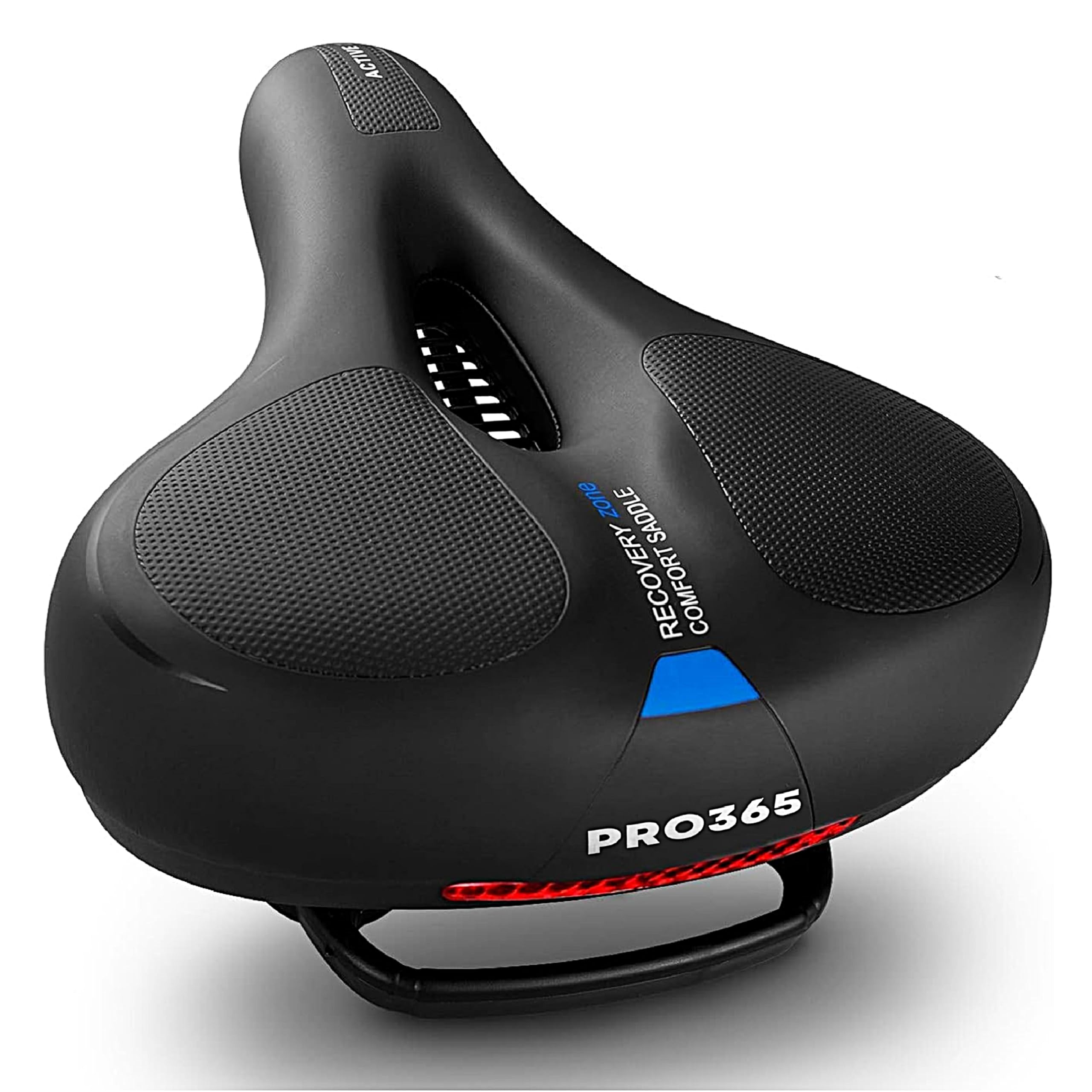 PRO365 Universal Bike Seat Cushion | Memory Foam, Waterproof & Breathable Comfort Saddle with Red Reflective Strip | Shock Absorbing Replacement for Mountain & Road Bikes, Men & Women