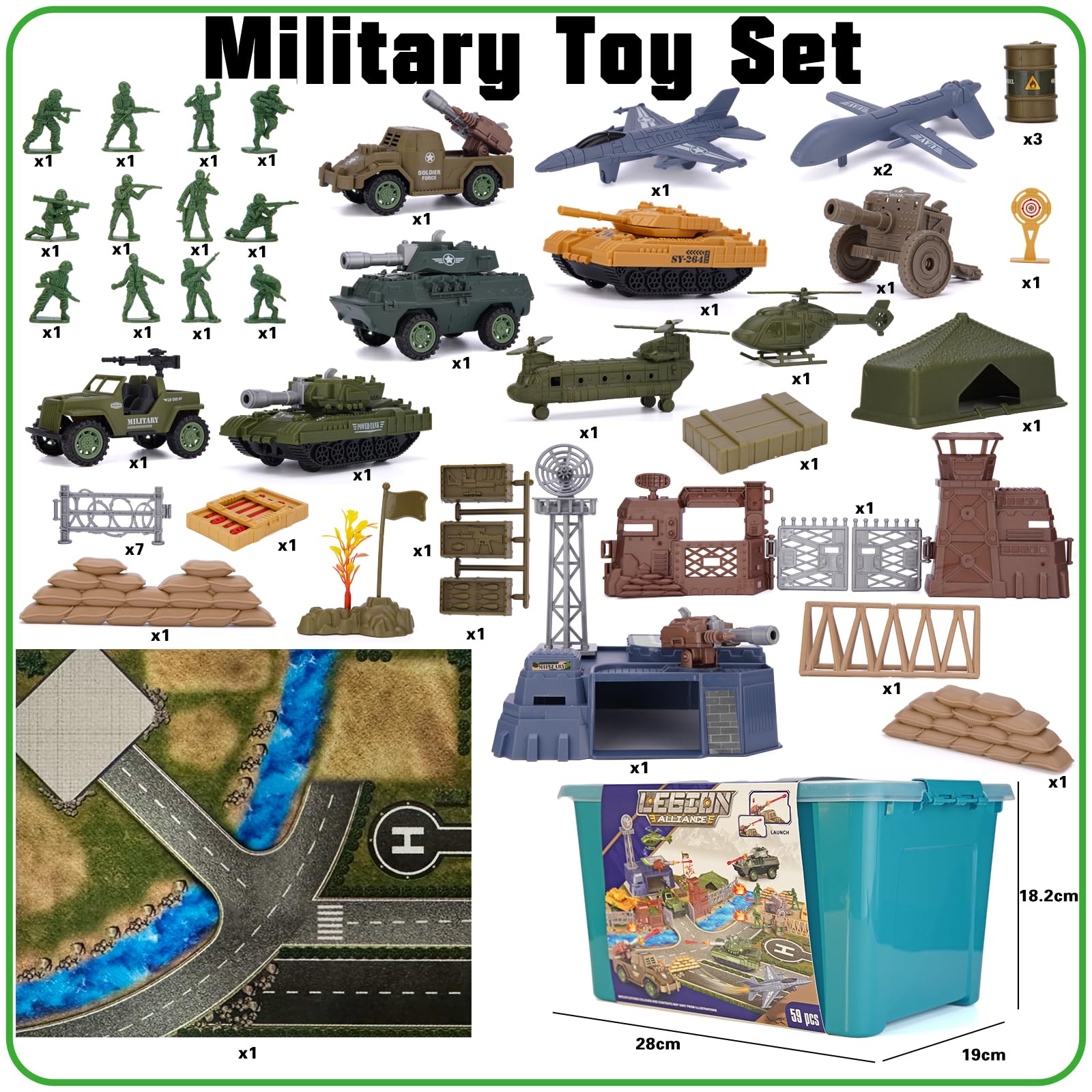 Amazon.co.jp: VBACALA 軍事基地おもちゃセット 軍用基地を含む 軍用