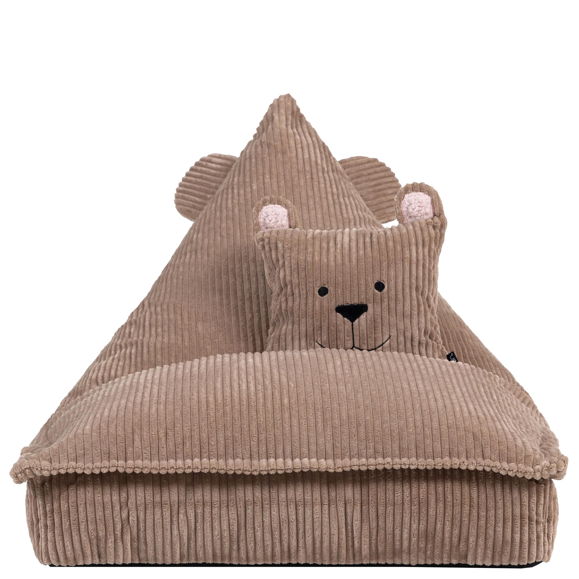 Icon Bertie Bär Sitzsack Kinder, Braun, Flauschiger Cord Stoff, Sitzsack Cord mit Füllung, Bequemer Kinder Sessel, Kuschelsessel, Lese Sessel, Schlafzimmer, Kinderzimmer, Spielzimmer