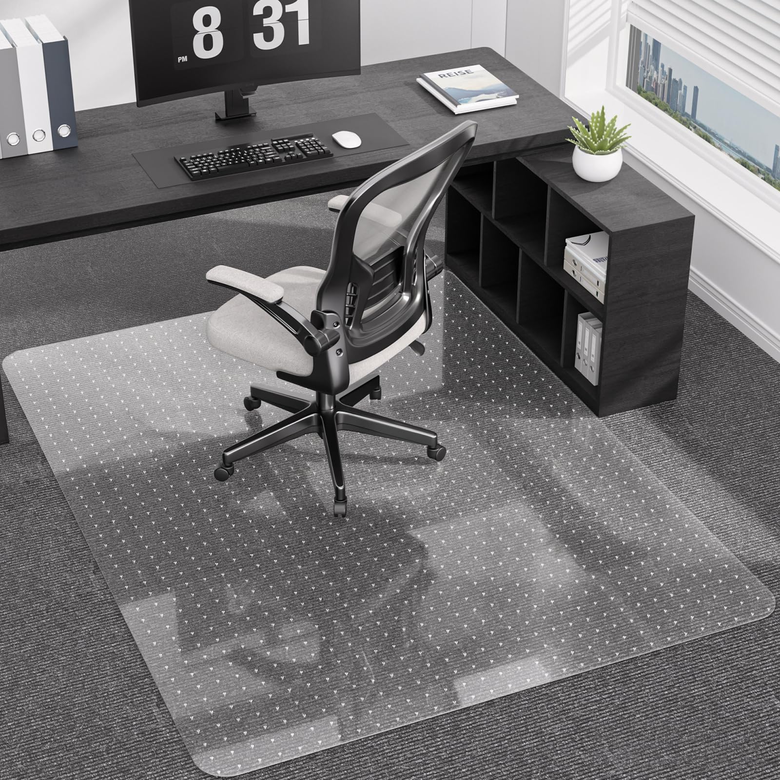 Office Chair Mat for Low Pile Carpet with Lip 48 x 60 Clear Heavy Duty Plastic Floor Protector
