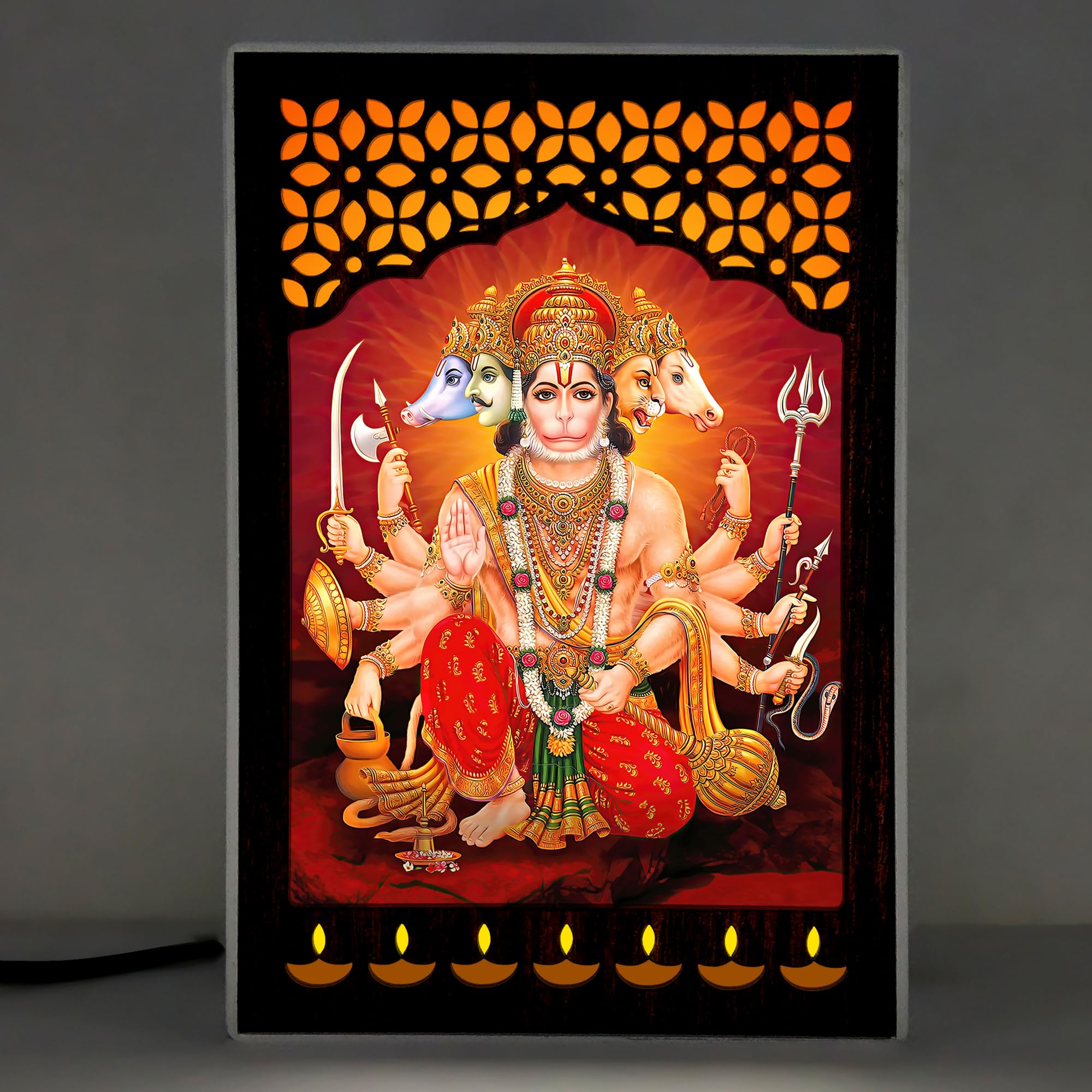 Regalocasila Panchmukhi Hanuman Photo | 6x9 in | Led Light Photo Frame | Pooja Room Décor | Table Top | Birthday | Religious Gift Table Top & Wall Hanging | USB Cable | God Photo Frame With Light (B0CTTBT4TZ) Amazon Price History, Amazon Price Tracker