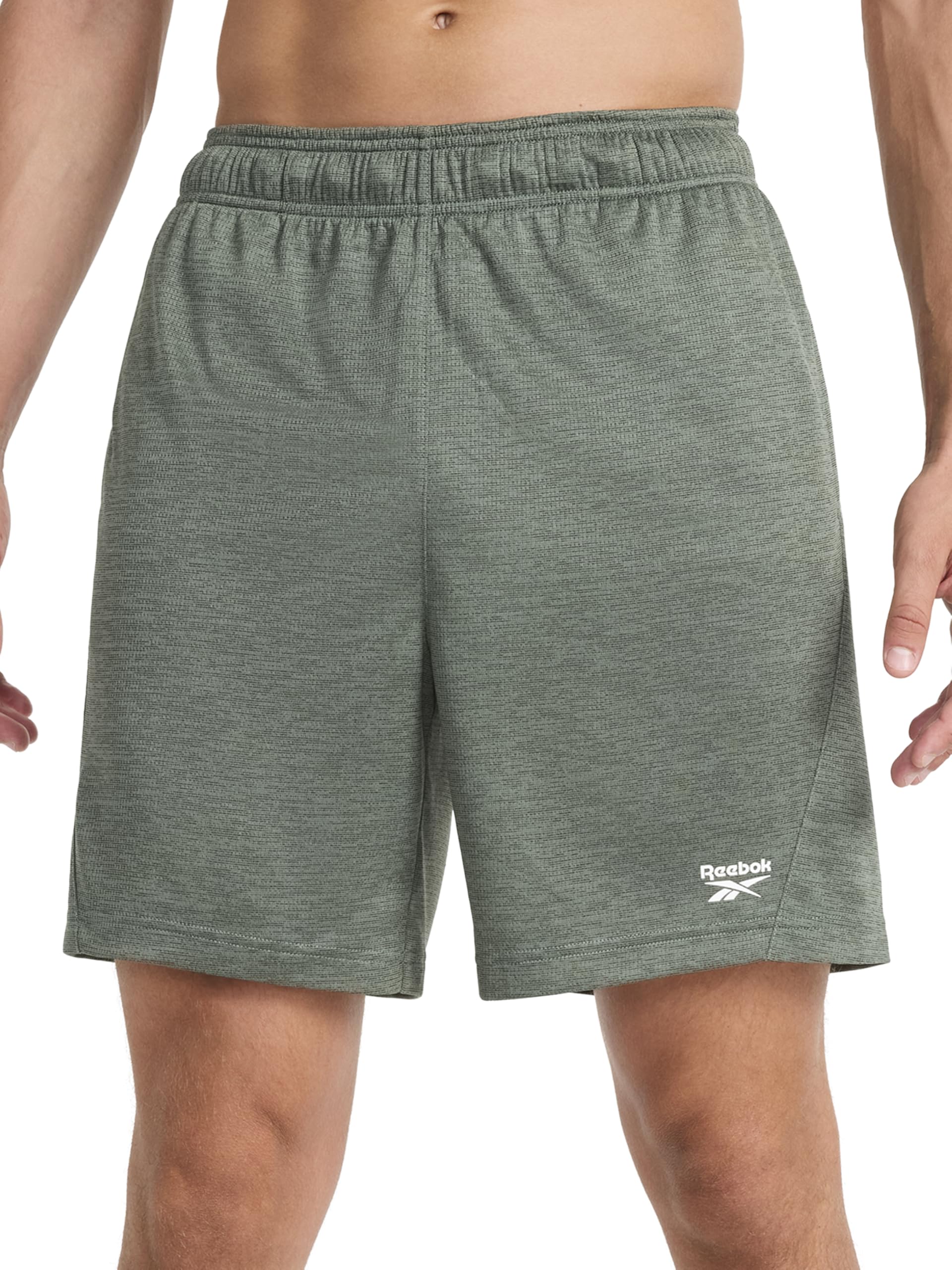 Reebok Men's Grit Green Heather Viper 2.0 7” Short, Standard Fit, Lightweight Poly Grid Mesh Fabric, Medium