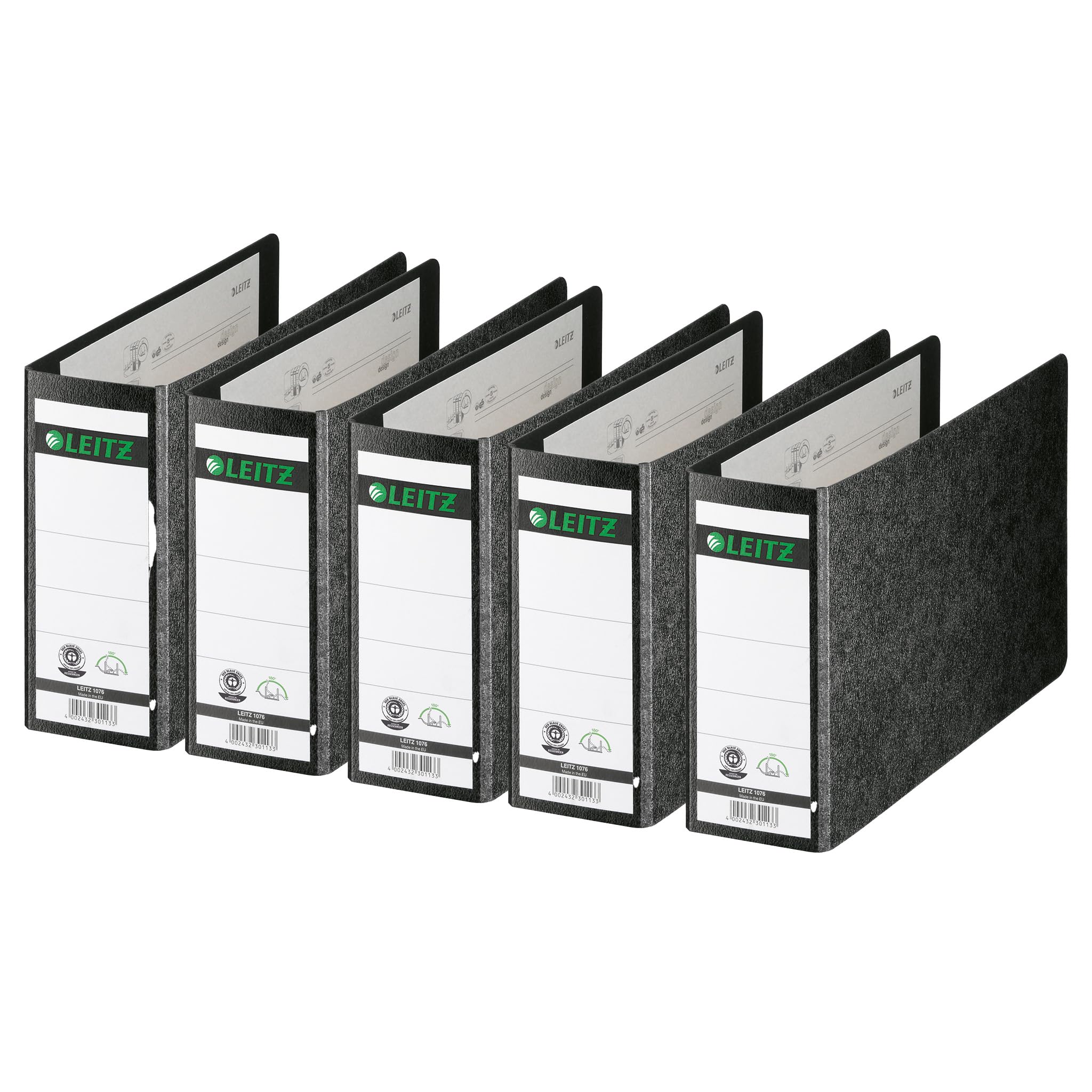 Leitz Board Lever Arch File Oblong Landscape 77mm Spine A5 Black