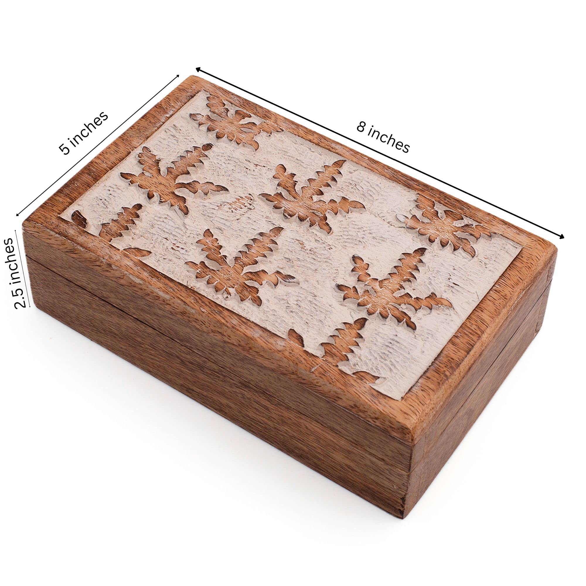 The Great Indian Bazaar Portagioie In Legno Di Mango Fatto A Mano, Scatola Decorativa 17x12 Cm, Organizer Per Gioielli E Ricordi, Regalo Artigianale - 4