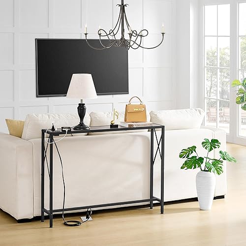 Miniatura 9 de Mesa de consola, mesa de sofá estrecha de 55.1 pulgadas, mesa para detrás del sofá, mesa de entrada, mesa de sofá industrial para pasillo, sala de