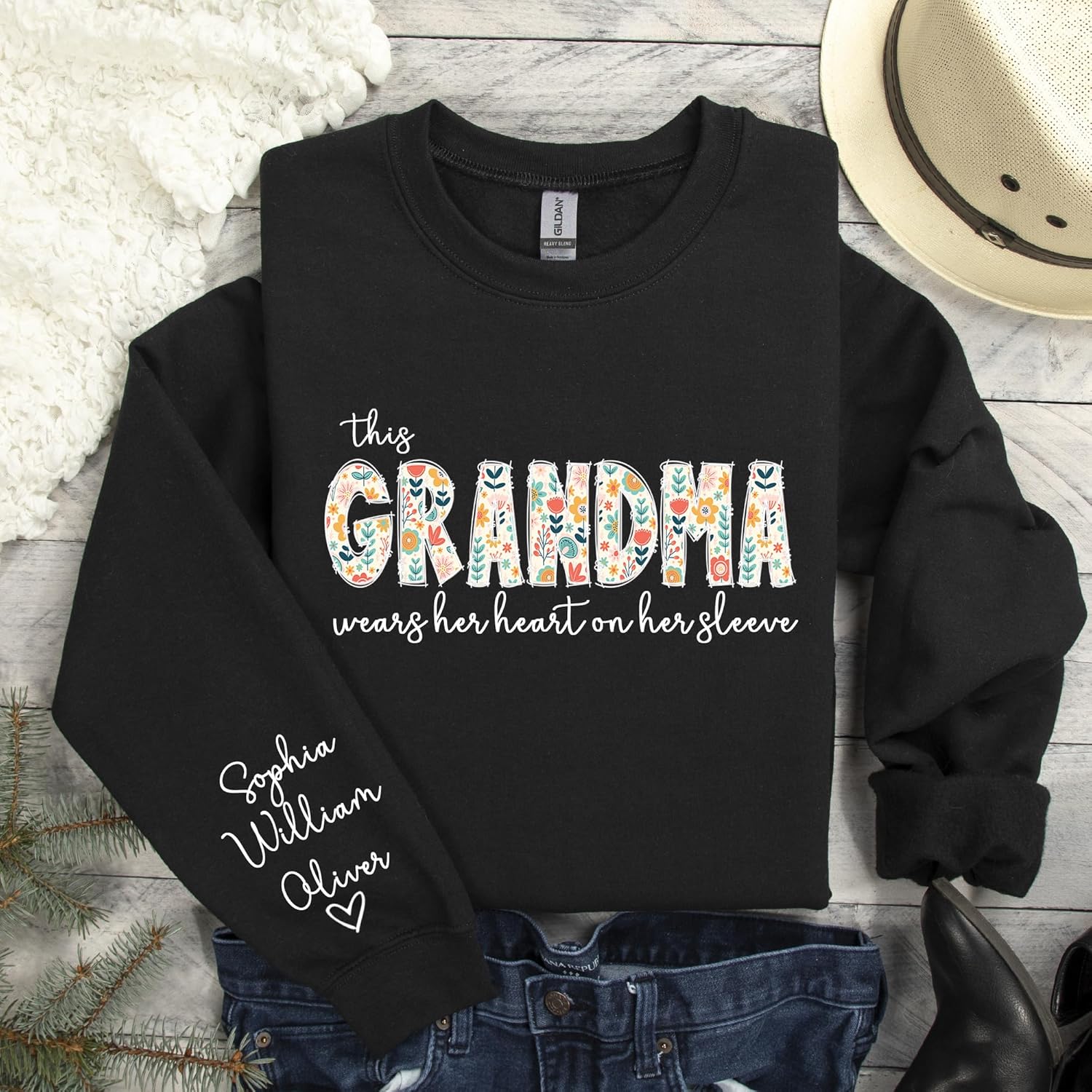 Custom Grandma Sweatshirt with Grandkids Names on Sleeve Personalized Sweatshirts for Nana Birthday Gifts for Grandma Mothers Day Sweater for Women - Image 6