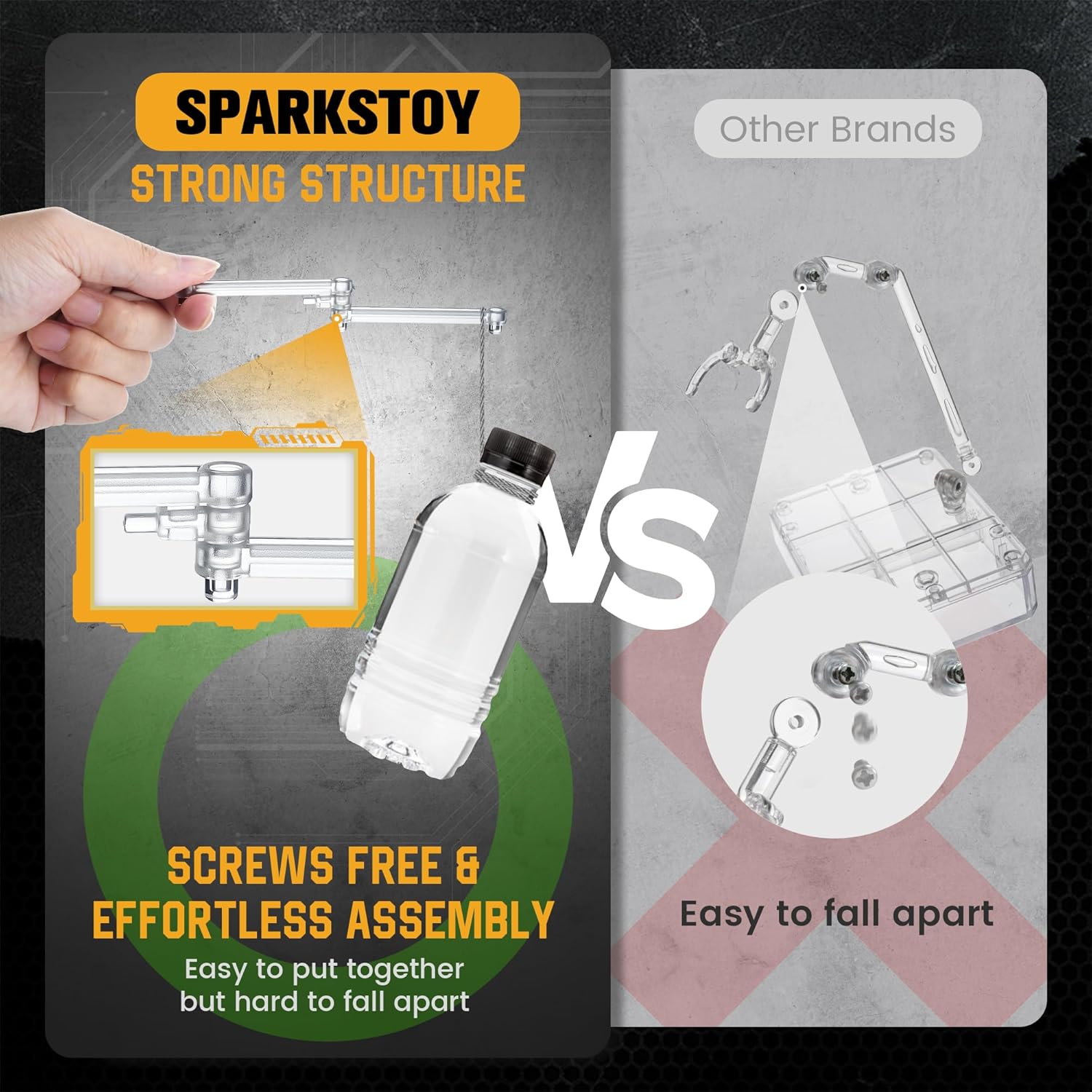 SPARKSTOY Dual Size Action Figure Stand | Universal 6–12 Inch Display Base with 340° Adjustable Arm & 3mm Joint | ABS Flight Stand 3-Set (6 Stands) for Anime Figures, SHF, Nendoroid & Dioramas (Transparent)