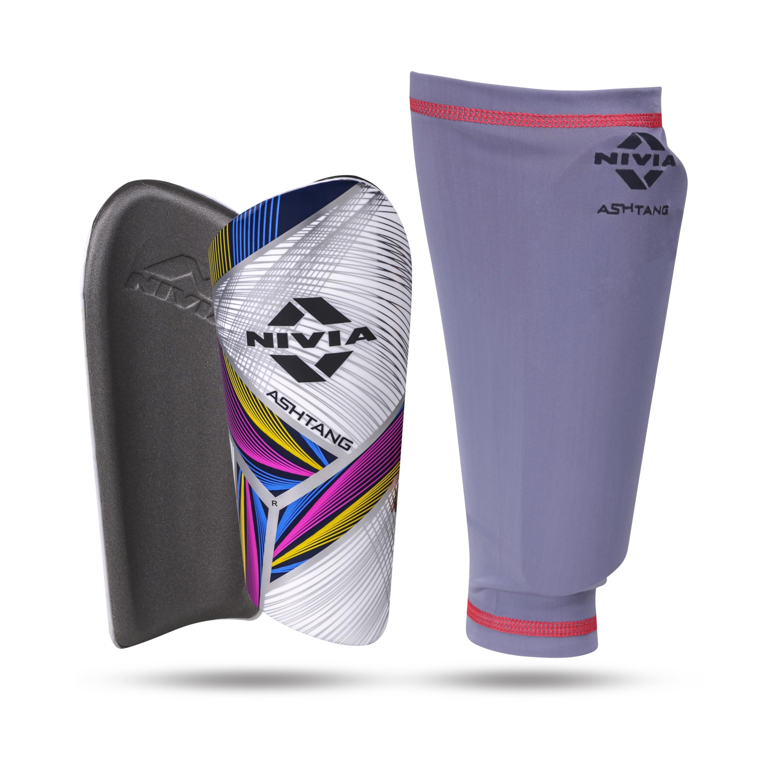 Nivia Ashtang Football Shin Guard with Lycra Sleeve (Large)