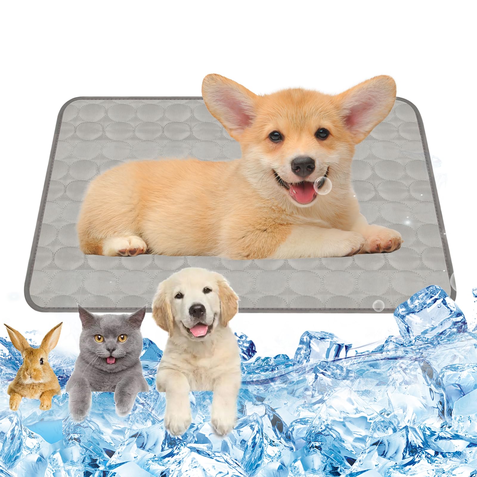 Dog Cooling Mat Self-Cooling 62 x 50 cm Cooling Mat Dog Grey Cooling Mat for Dogs Size M Cooling Mat for Cats Cats Washable Pet Cooling Mat for Home On the Go or in the Car