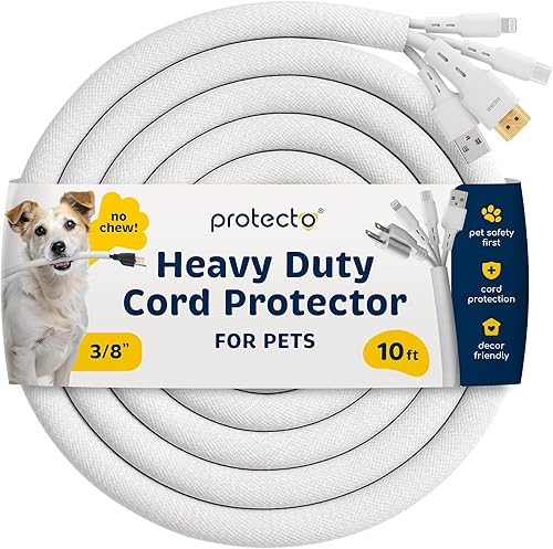 Miniatura 8 de PROTECTO Protectores de cable de mascotas que no se mastican, 10 pies de largo, transparente, protector de cable para perros y gatos para cables