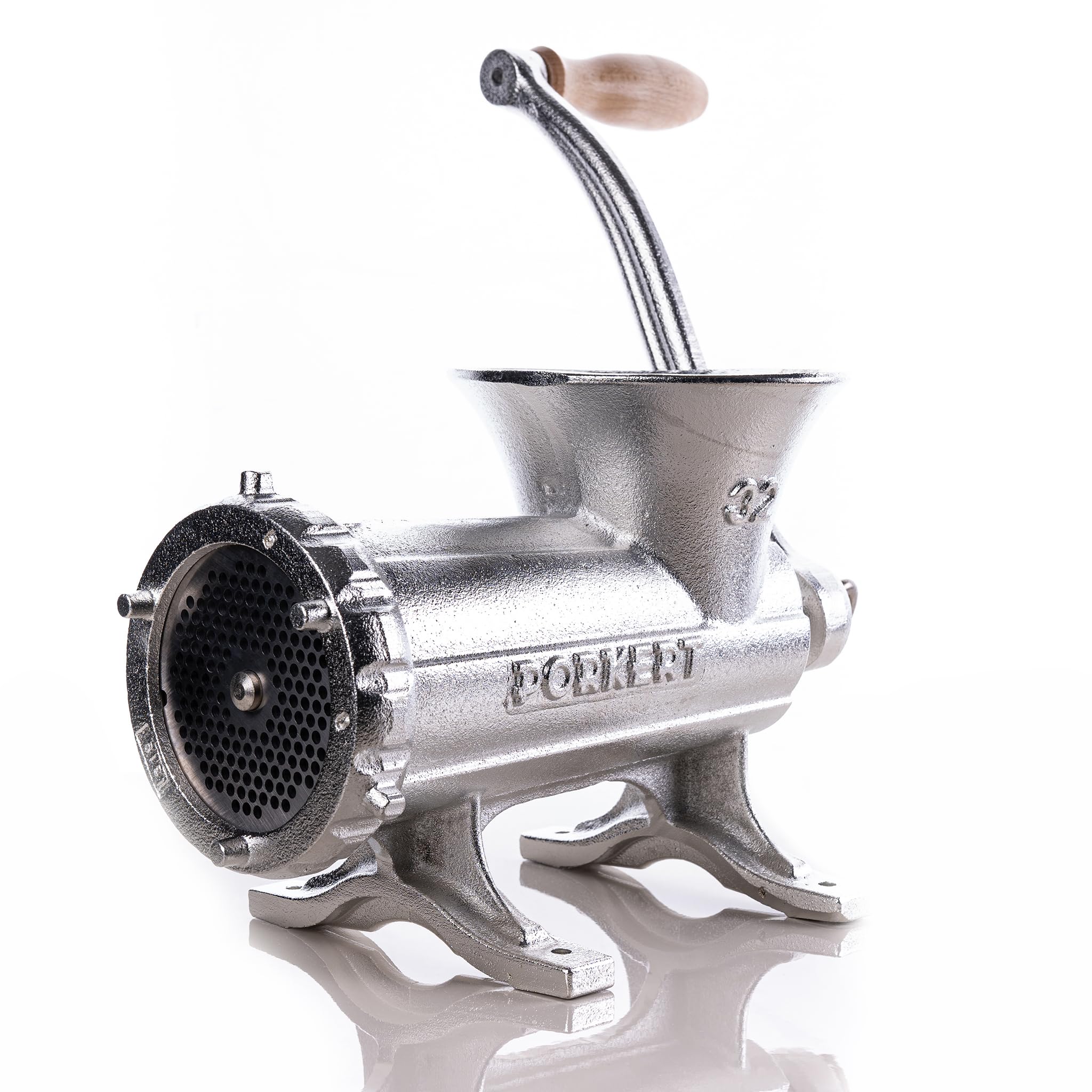 Picadora manual de carne tamaño 32 de hierro fundido – picadora de carne profesional manual con disco perforado de 4,5 mm – para carne picada, embutidos, cocina, carnicería y gastronomía