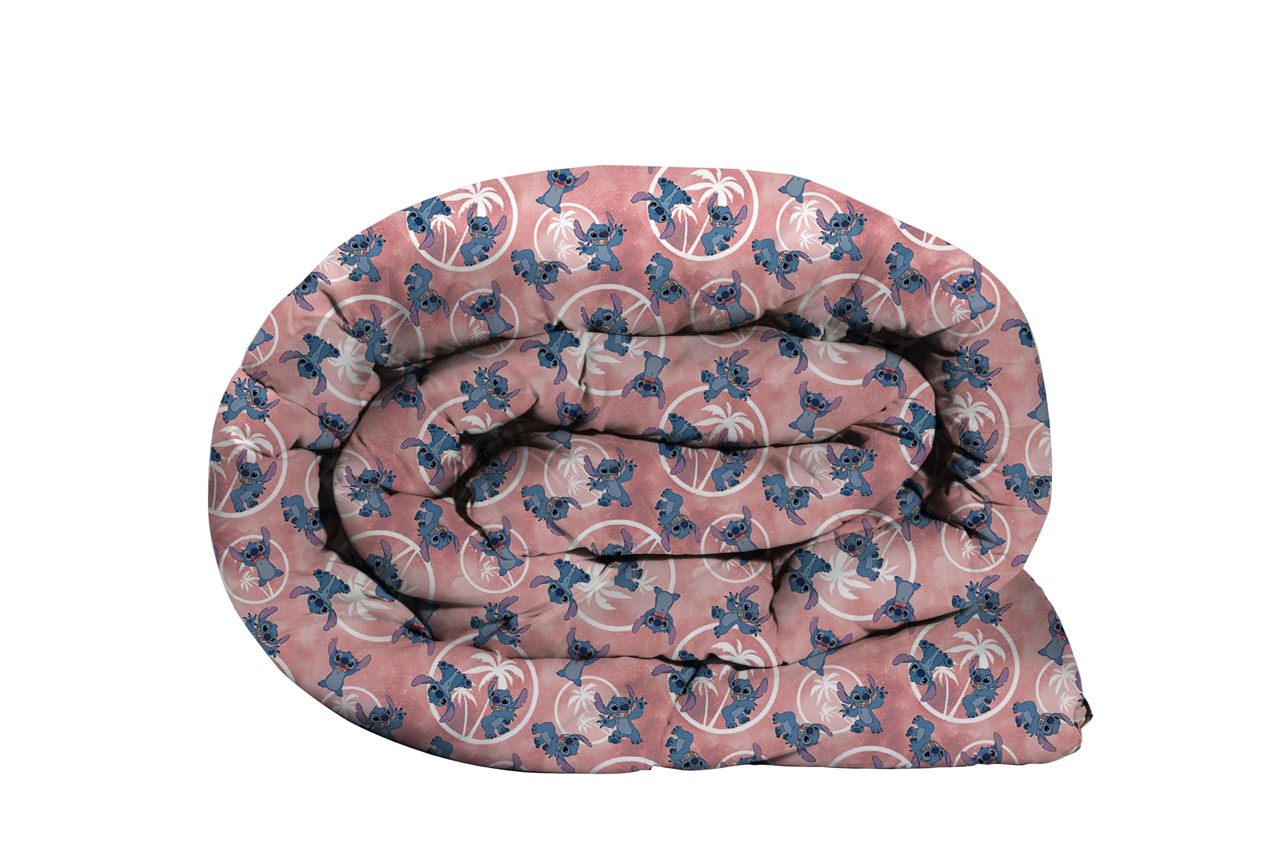 Stitch Disney, Trapunta Piumone Invernale Singolo, 1 Piazza, Rosa, In Cotone, Marvel, Cm.170x260, Letto Cameretta