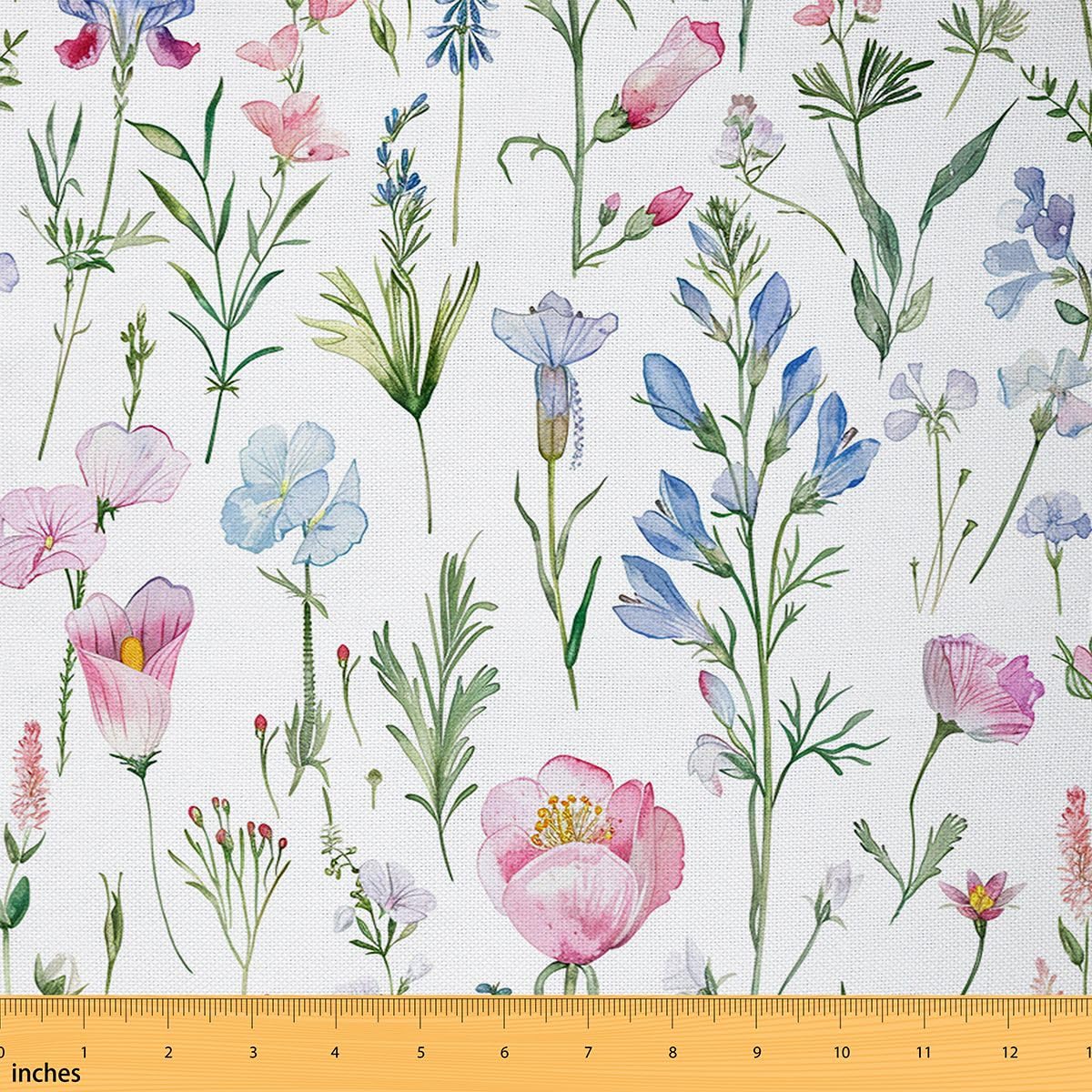 Floral Upholstery Fabric for Chairs, Pink Poppy Floral Print Fabric by The Yard, Watercolor Garden Flowers Famhouse Botanical Decorative Fabric for