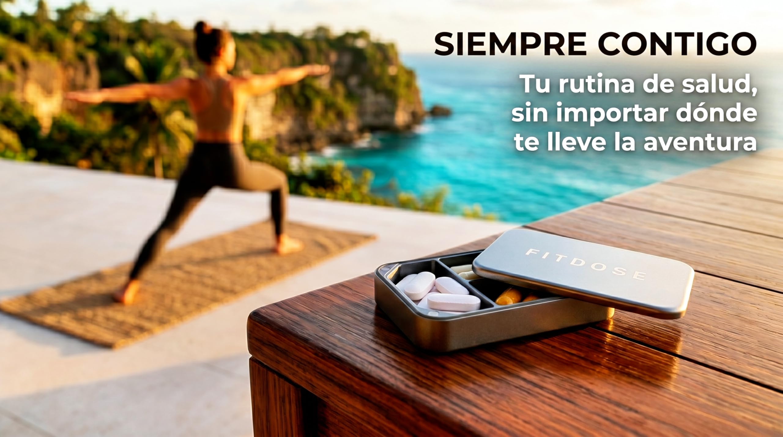 Pastillero Pequeño de Aluminio Macizo Premium – Organizador de Pastillas y Vitaminas Cero Plástico, con 3 Compartimentos y Cierre Magnético para Viaje
