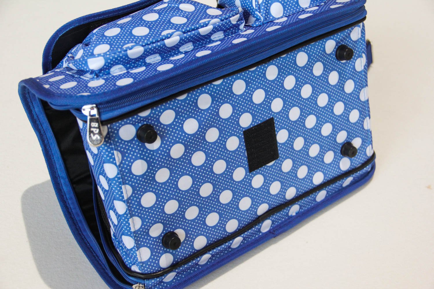 BPS (R) Portador Transportín Bolsa Bolso de Tela (Lunares) para Perro, Gato, Mascotas Animales,Tamaño: S,37x22x20cm (Azul)