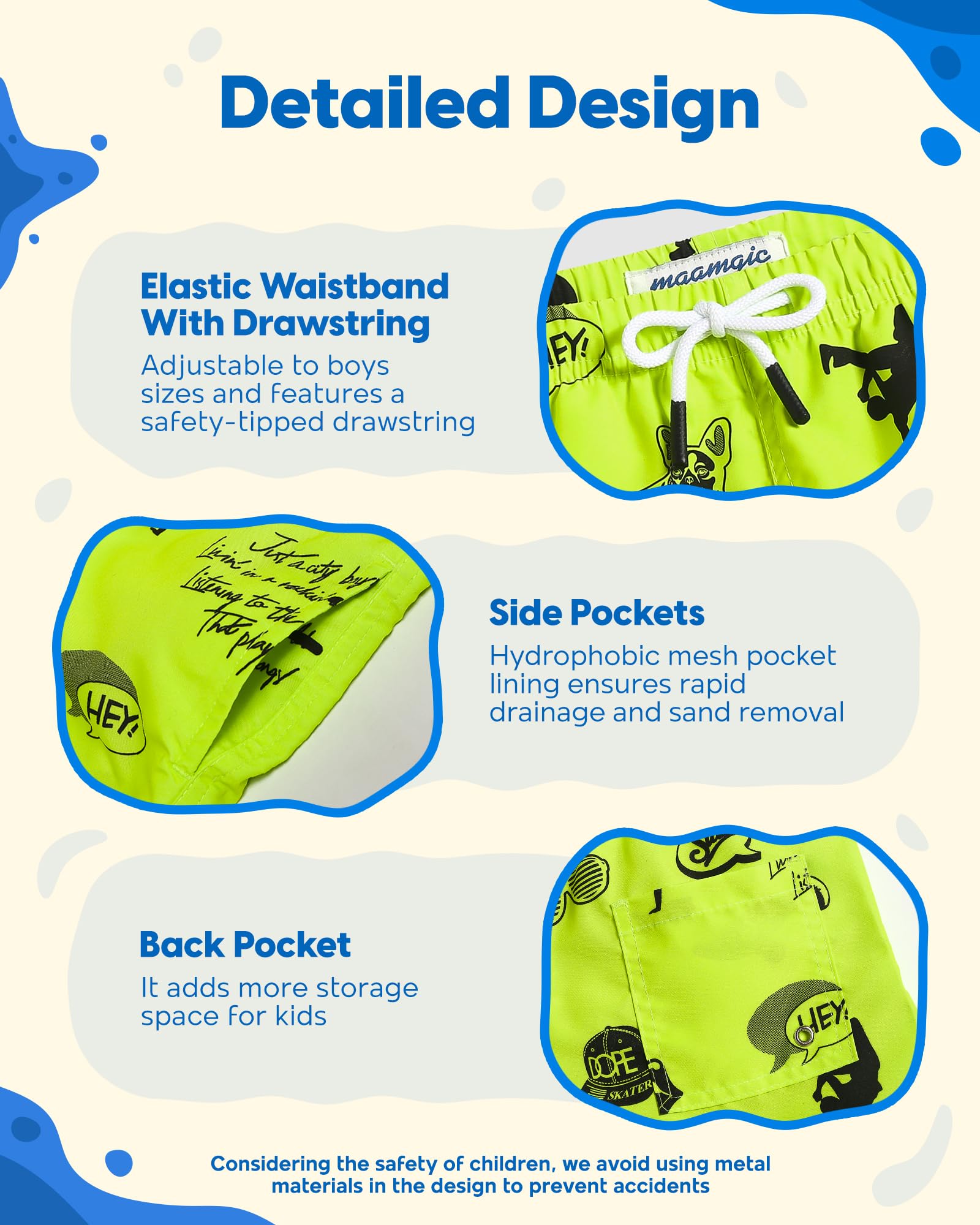 maamgic Bañador Niño Ropa de Baño para Niño Secado rápido Interior de Malla Short de Natación Estampado
