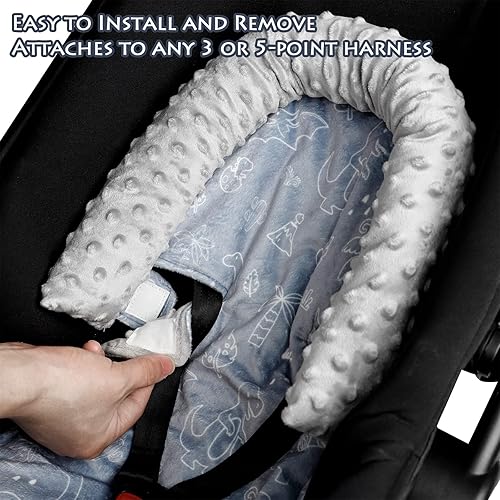 Miniatura 4 de DILIMI Soporte para la cabeza del asiento de automóvil para bebé, suave Minky para niños y niñas, soporte de cabeza de asiento de automóvil con