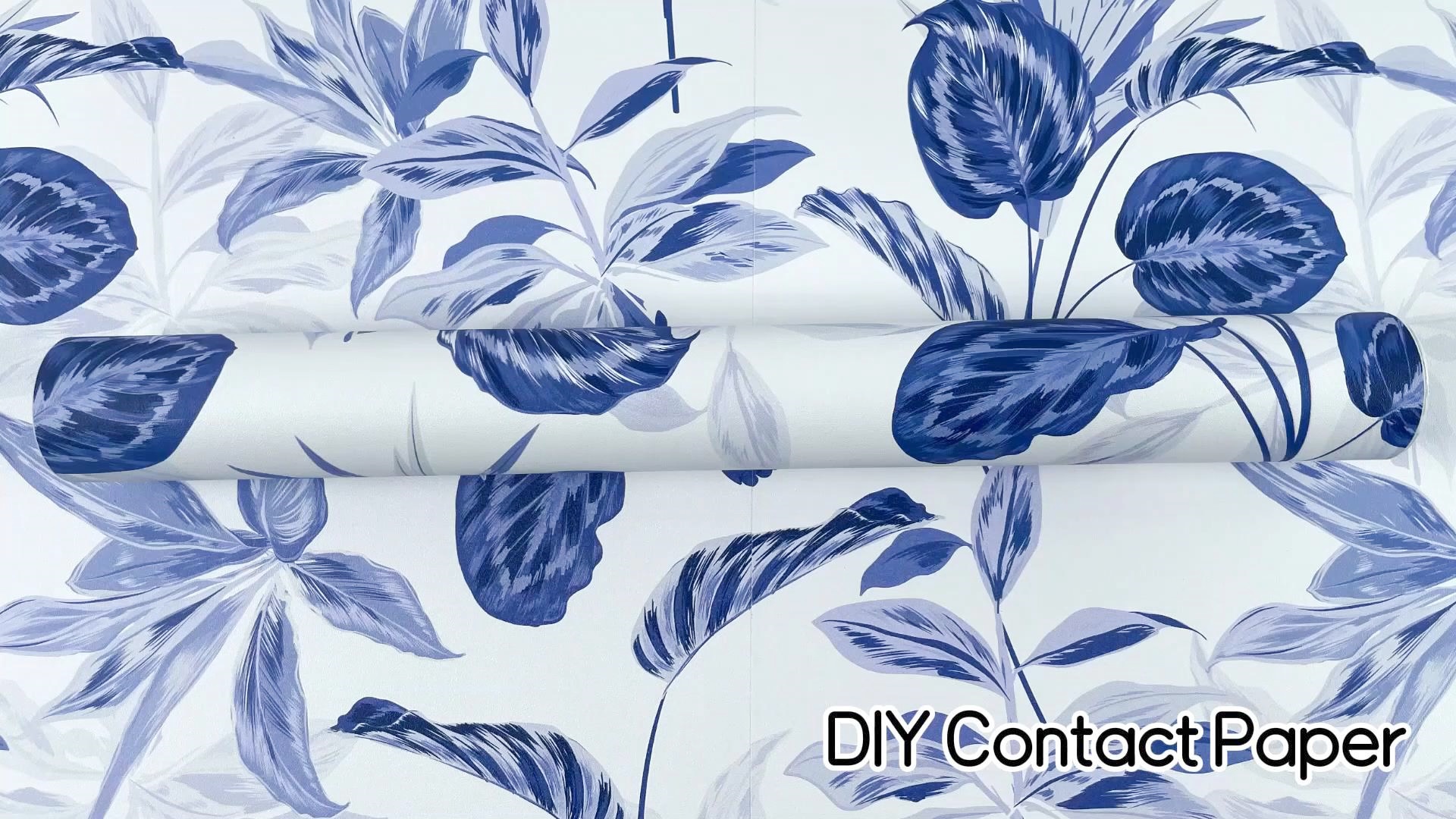 Papier Peint Bleu & Beige Motif Feuilles De Palmier | Tapisserie