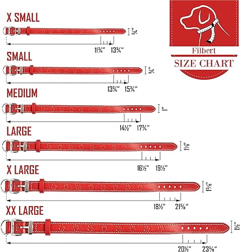 Miniatura 7 de Filbert Collar de cuero plano para perro con hebilla para perros grandes, medianos y perros pequeños, collar de cuero genuino para perros, collar de
