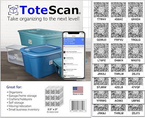 Intelligent QR Labels for Organization/Moving/Storage (45 Unique Labels, 2.5"x3")