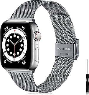Ouwegaga Compatibile con Apple Watch Cinturino 38mm 40mm 41mm 42mm 44mm 45mm, Cinturino Metallo in Acciaio Inossidabile Compatibile con iWatch Series 7 6 5 4 3 2 1, 38mm/40mm/41mm Grigio