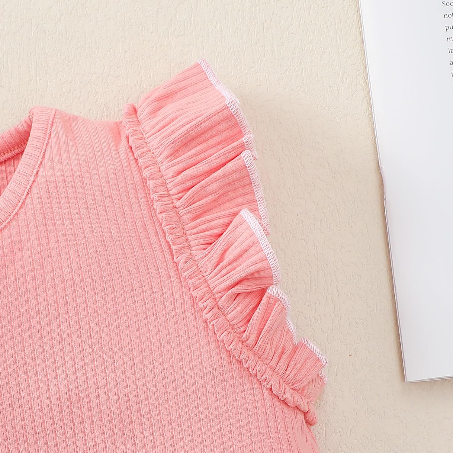 Toddler Girl Summer Casual Ruffle Sleeveless Knit Top