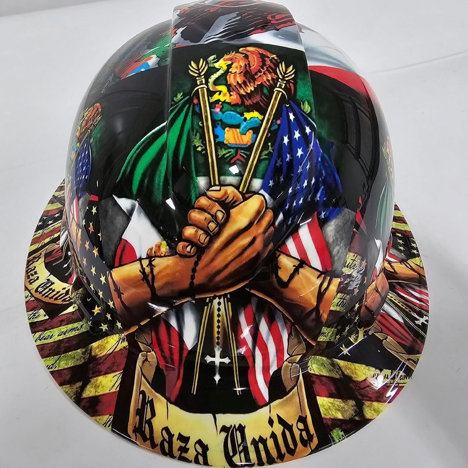 Wet Works Imaging Customized Pyramex Full Brim Mexican Raza Hard Hat with Ratcheting Suspension