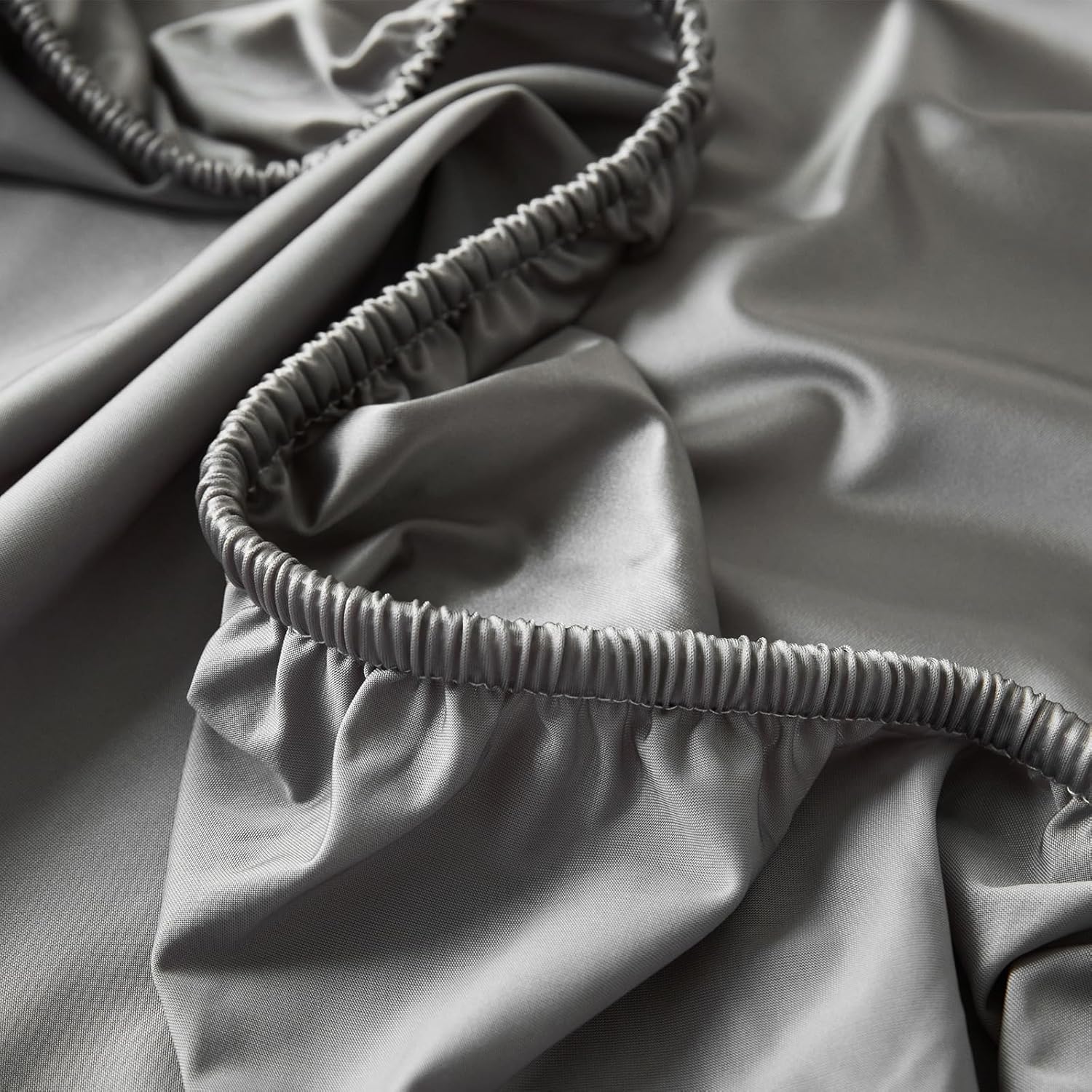 Satin King Sheet Set 3-Pc, 80"x78" - Ultra-Soft Cooling, 15" Deep Pocket Fitted Sheet & 2 Pillowcases, Hypoallergenic Wrinkle-Free, Luxury Hotel (Gray)