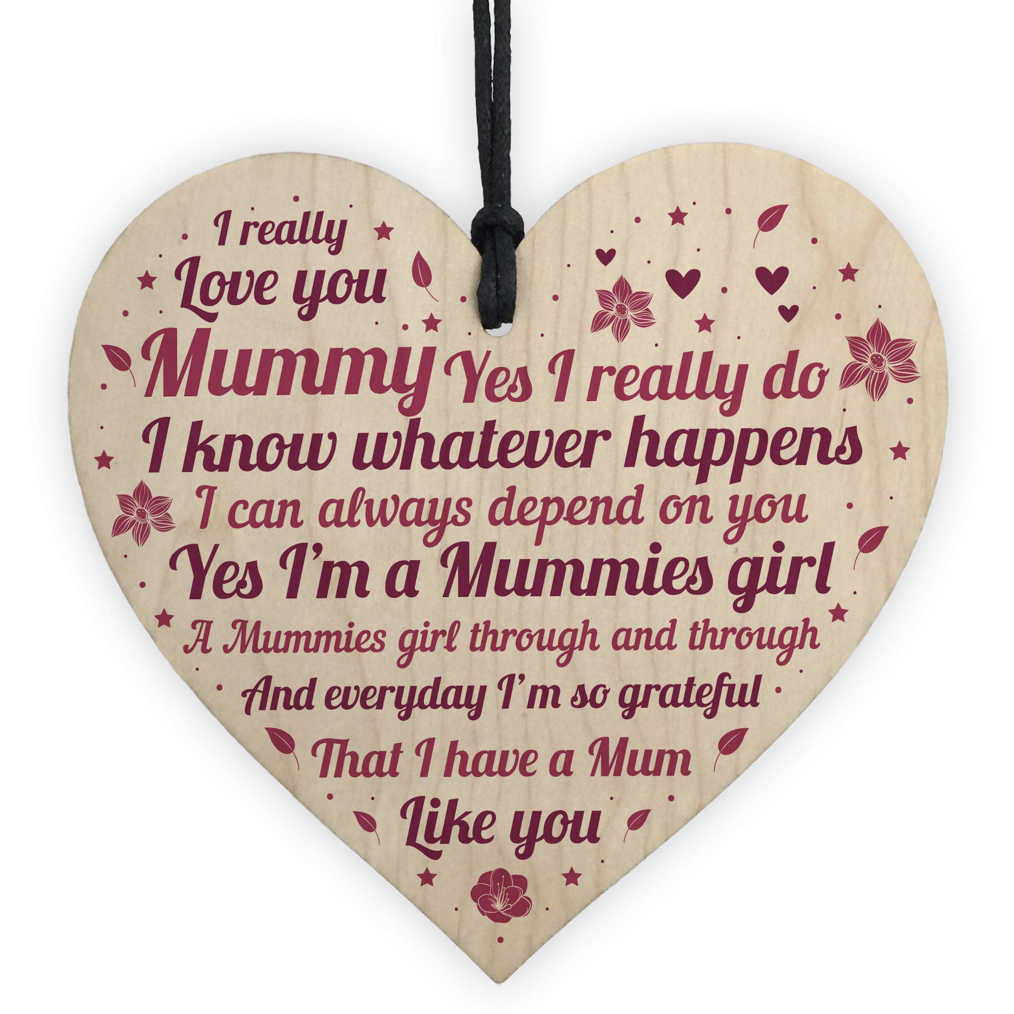 Red Ocean Mummies Girl Gift Wooden Heart Birthday MOTHERS DAY Gift For Mummy Mum Mother Daughter Gifts