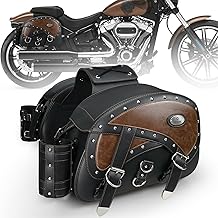 NICECNC Motorcycle Saddlebags Leather, 35L Large Capacity Throw Over Saddle Bags Motorcycle Side Luggage Bags with Cup Holders, Compatible with Sportster Softail Dyna Shadow Road King, 2PCS