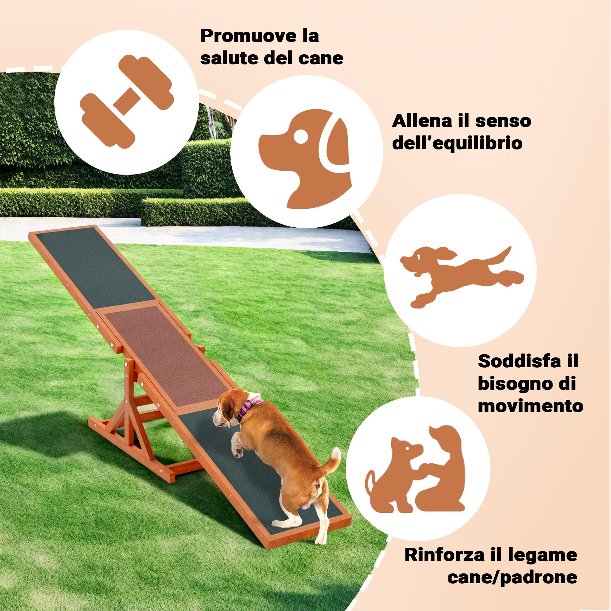 Bascula agility dog 180x30x30cm Altalena per cani di taglia grande e piccola Addestramento Ostacoli
