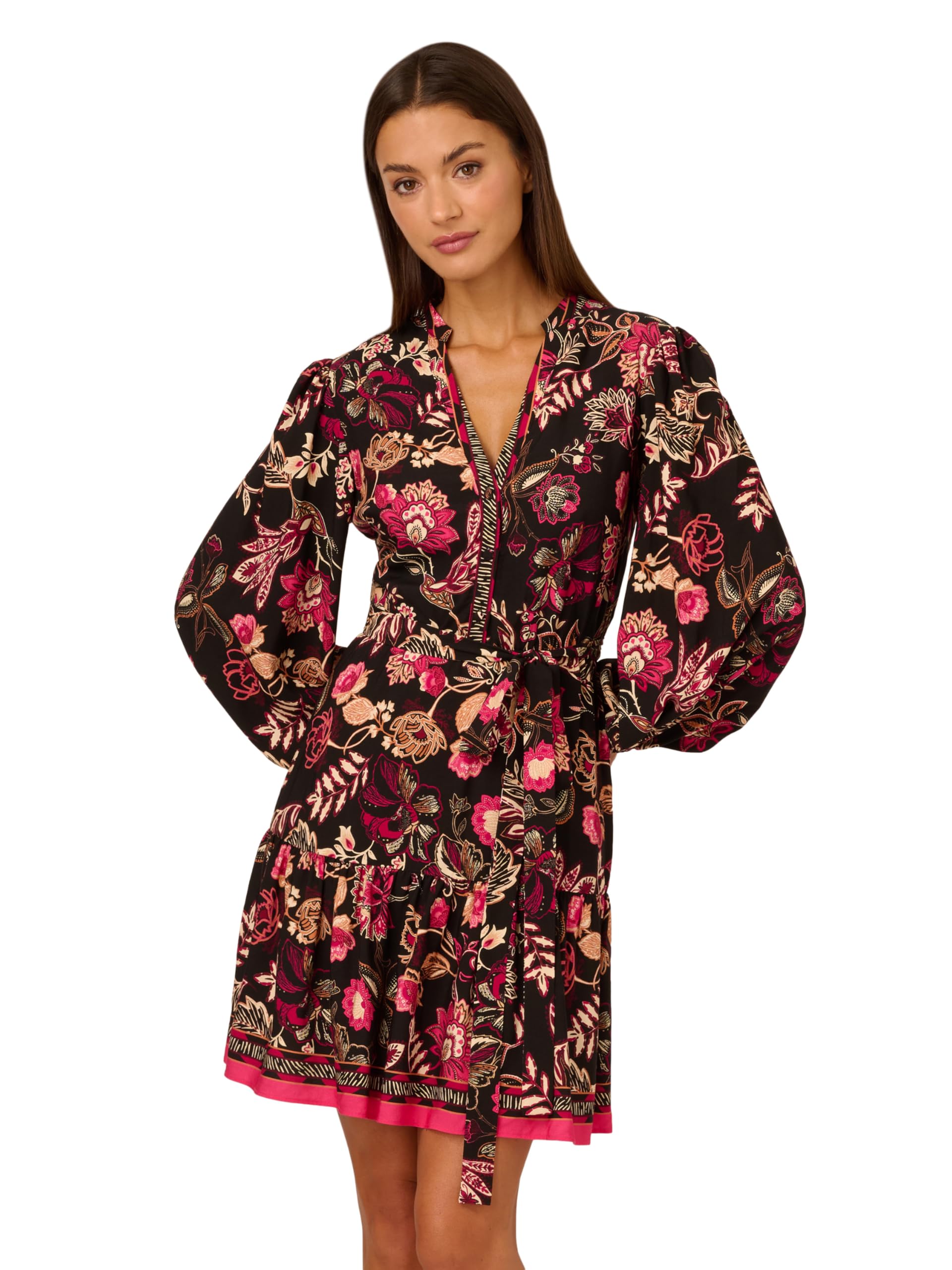Adrianna Papell Women's Printed Short Dress for Casual Occasions with Elegant Flare Design in Size Small 