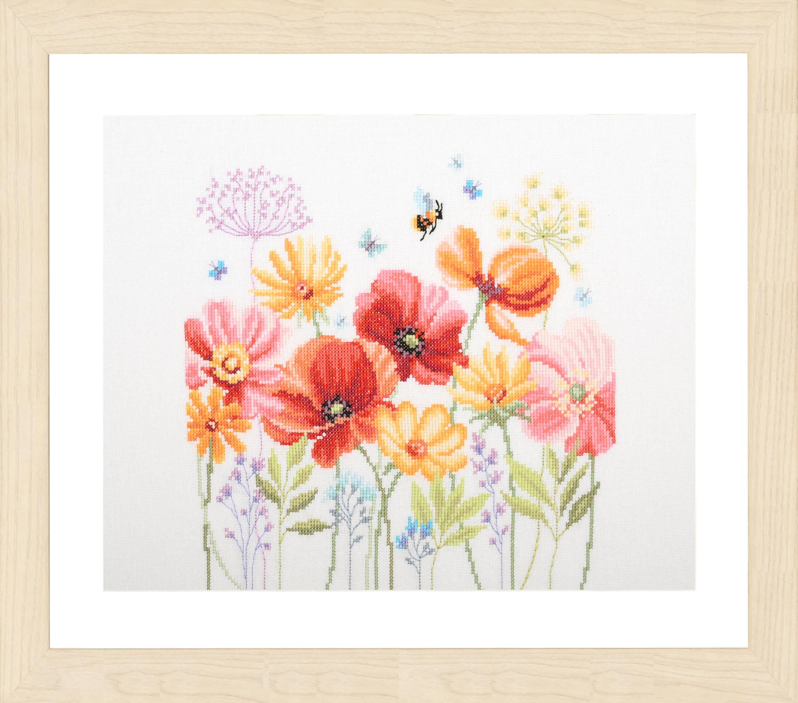 Vervaco Kits De Punto De Cruz Contado Cuadros Decoracion DIY Creativo KitAMAPOLAS Y FLORES SILVESTRES Manualidades Arte De Pared Bordar Kit Principiantes Regalo29 x 28 cm Cross Stitch Embroidery