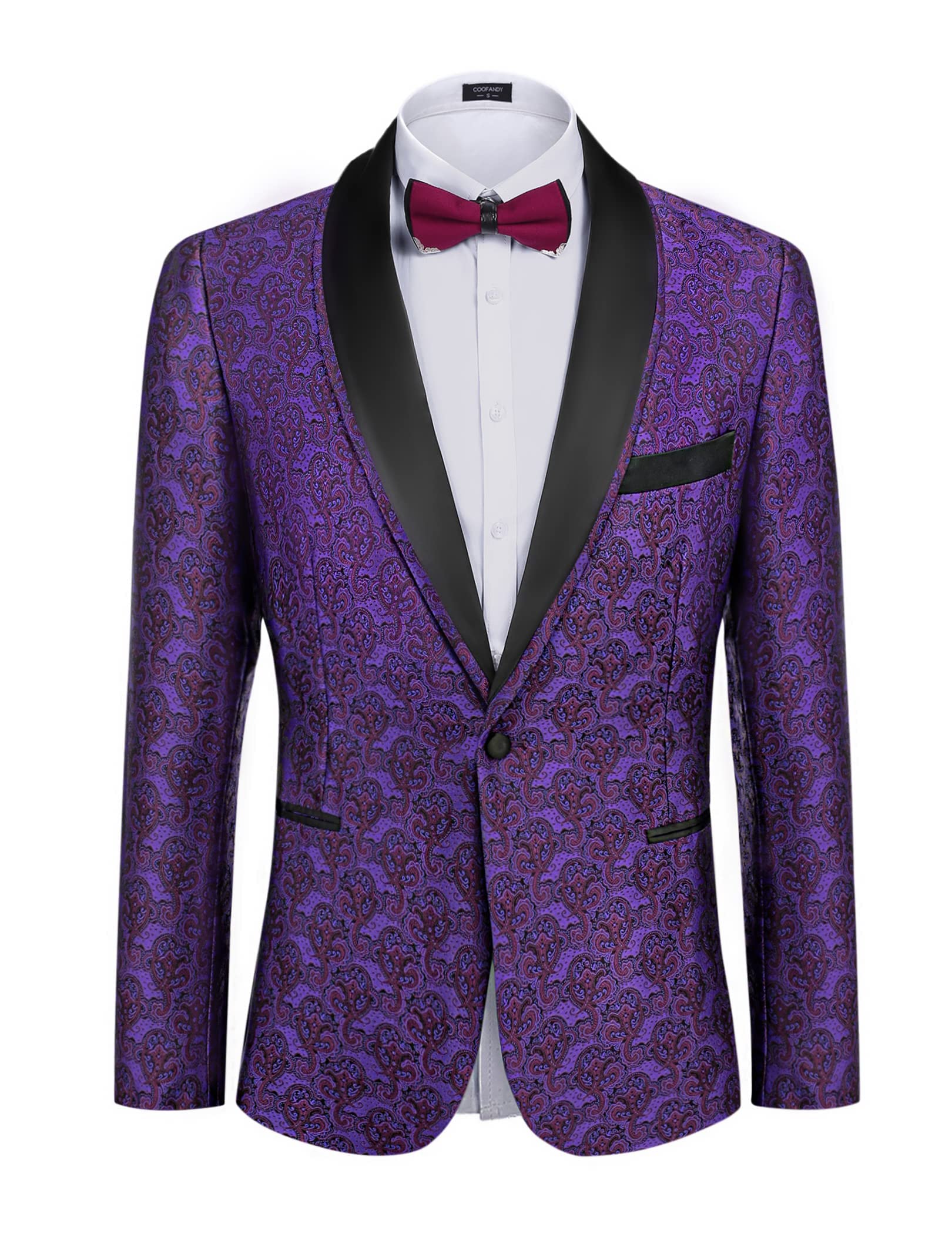 COOFANDYMen's Floral Tuxedo Suit Jacket Slim Fit Dinner Jacket Party Prom Wedding Blazer Jackets