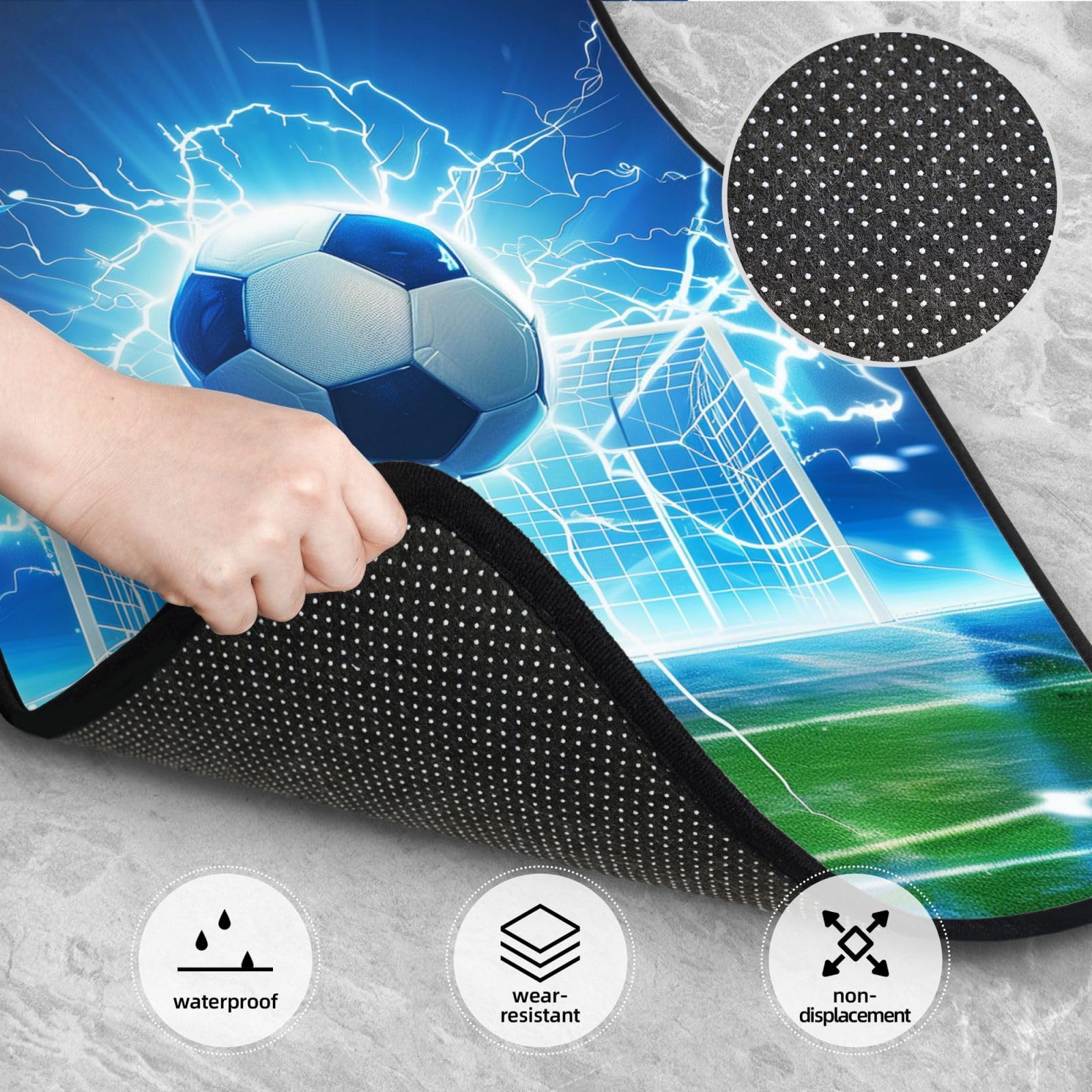 Mexpekil Fußball Lightning Auto Matten 4 Stück Universal Auto Fußmatten Anti Rutsch Auto Fußmatten Dekorative Auto Teppich Protektoren für SUV Van Truck