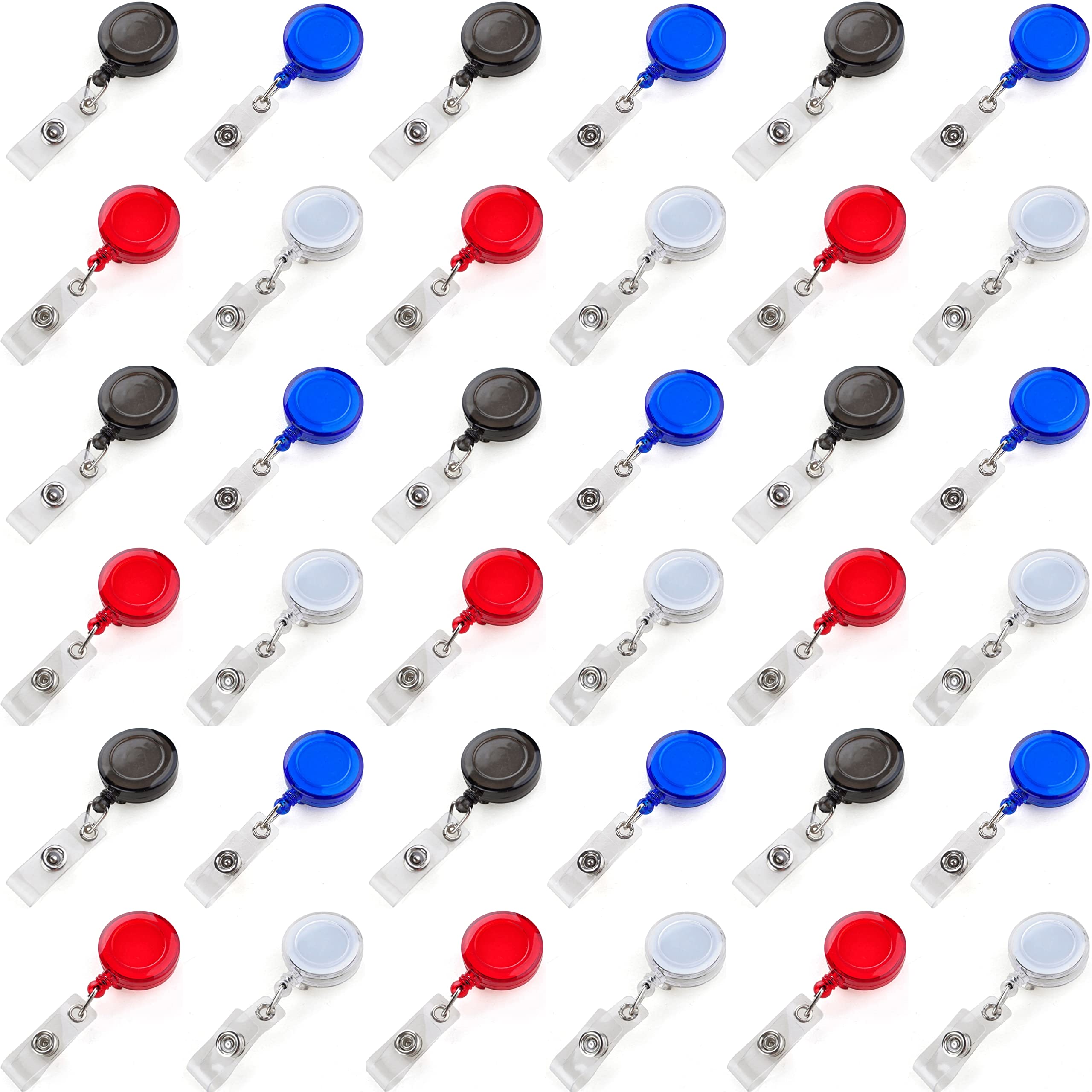 Muka Lot de 100 bobines de porte-badges translucides assorties